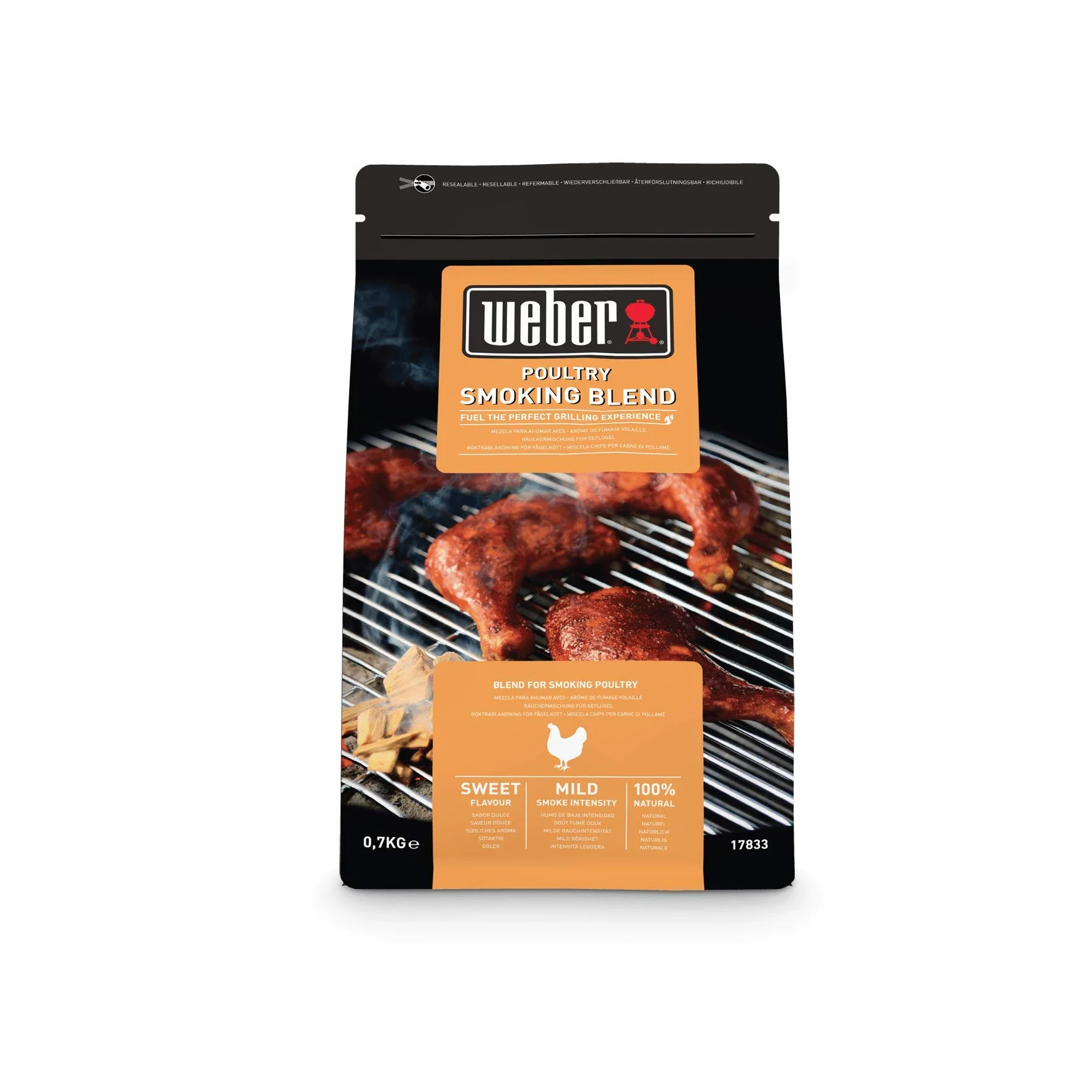 Weber Wiórki (Opakowanie 700g) - do mięsa drobiowego, mieszanka wiórów z drzew liściastych i drzew owocowych, produkt UE, pozyskiwany w sposób zrównoważony, drewno certyfikowane FSC (FSC Mix) (17833)