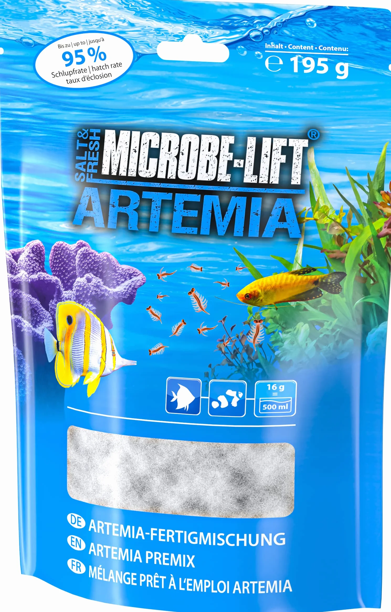 MICROBE-LIFT Artemia ready mix żywy pokarm dla ryb akwarium morskie słodkowodne 195 g