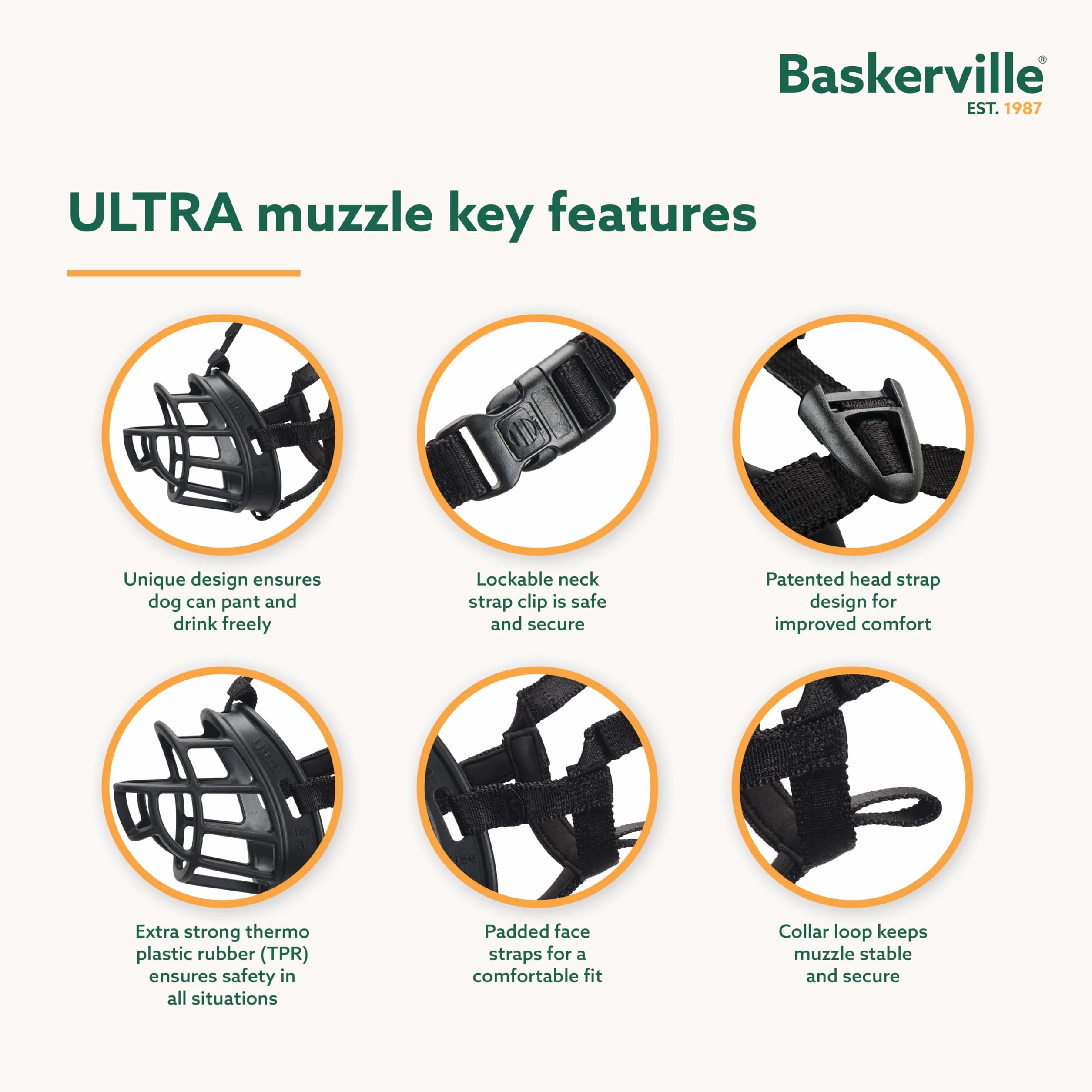 Baskerville Ultra Kaganiec dla małych psów, regulowany, wyściełany, rozmiar 2, czarny