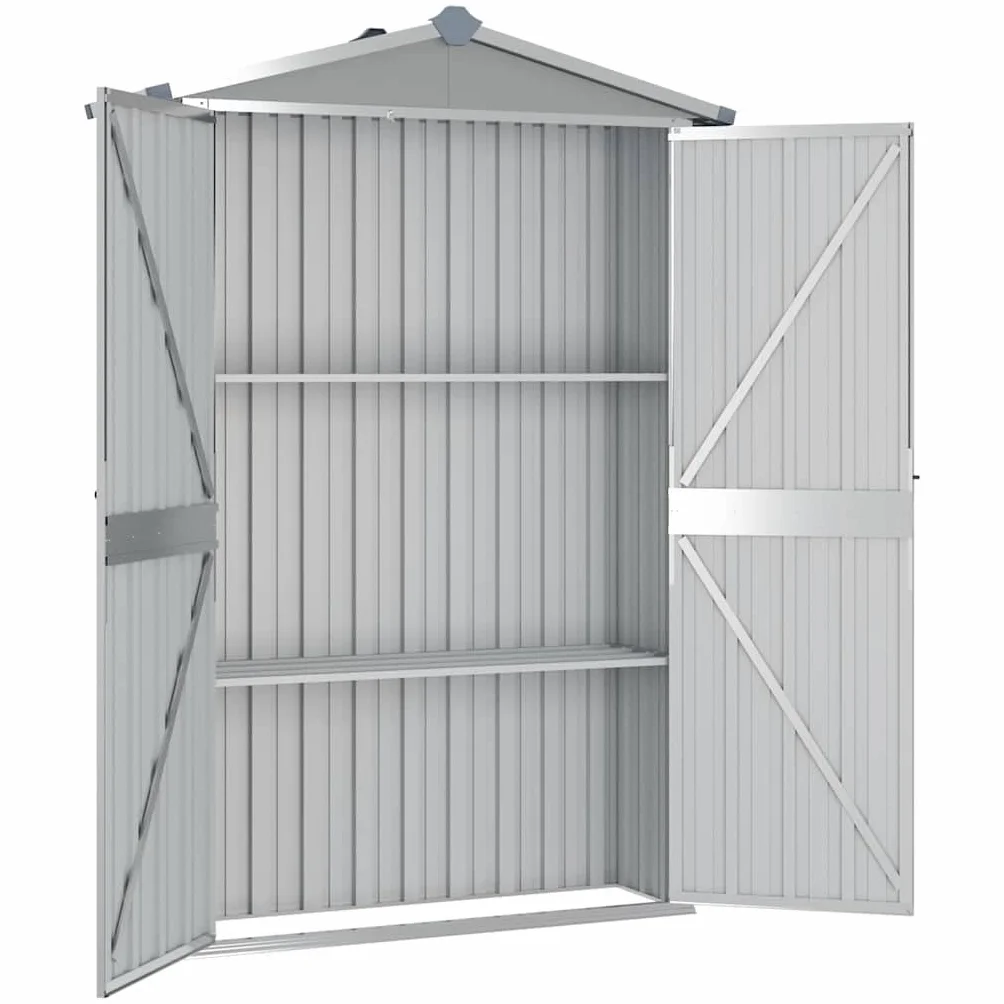 vidaXL Szopa ogrodowa, szara, 116x45x175 cm, stal galwanizowana