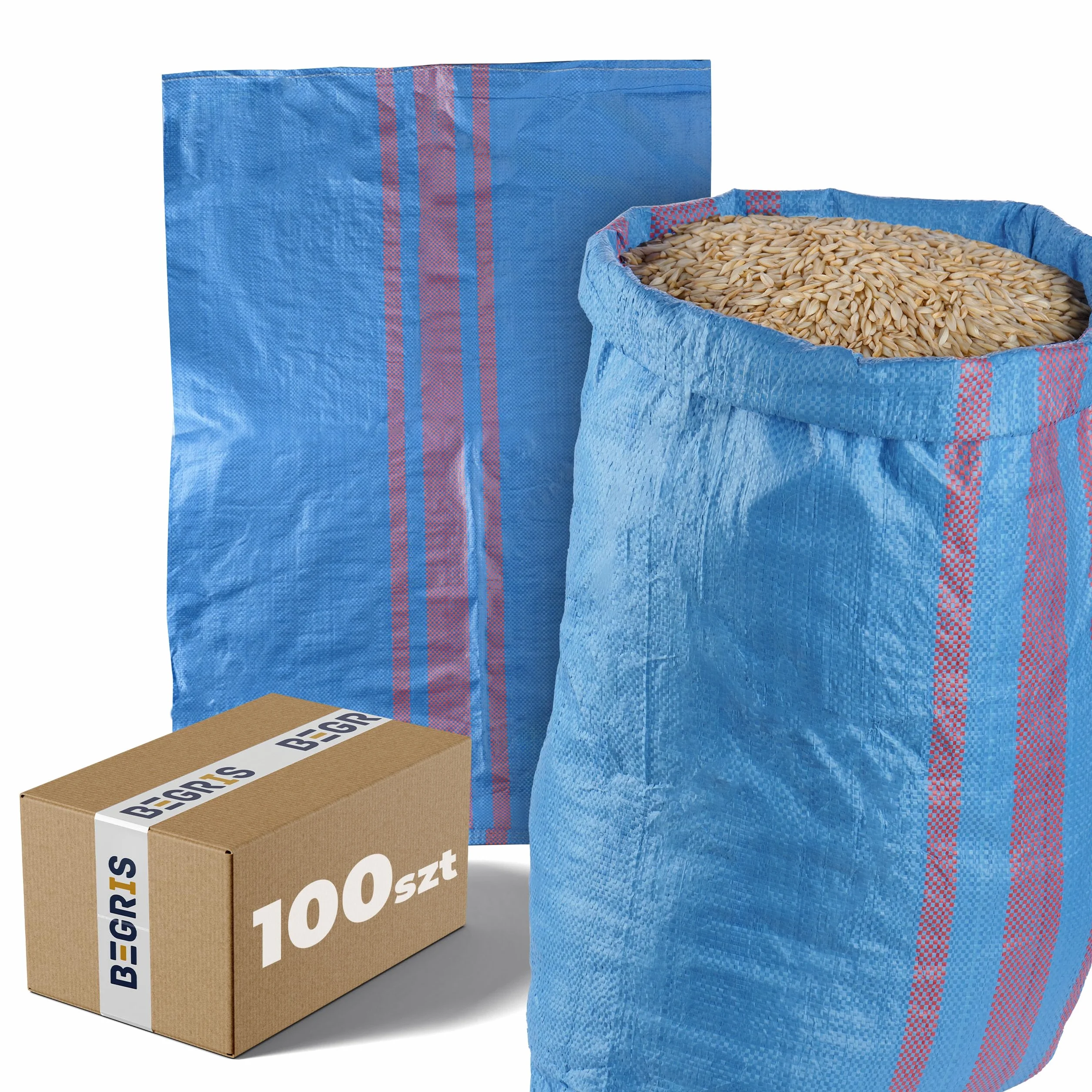 Worek 25kg Worki na Węgiel Gruz, Ziemniaki, Zboże 100 szt Worek Uniwersalny Niebieski 50x80 cm Wytrzymałe worki Tkane Poliuretanowe Solidne i bezpieczne Worki Rolnicze