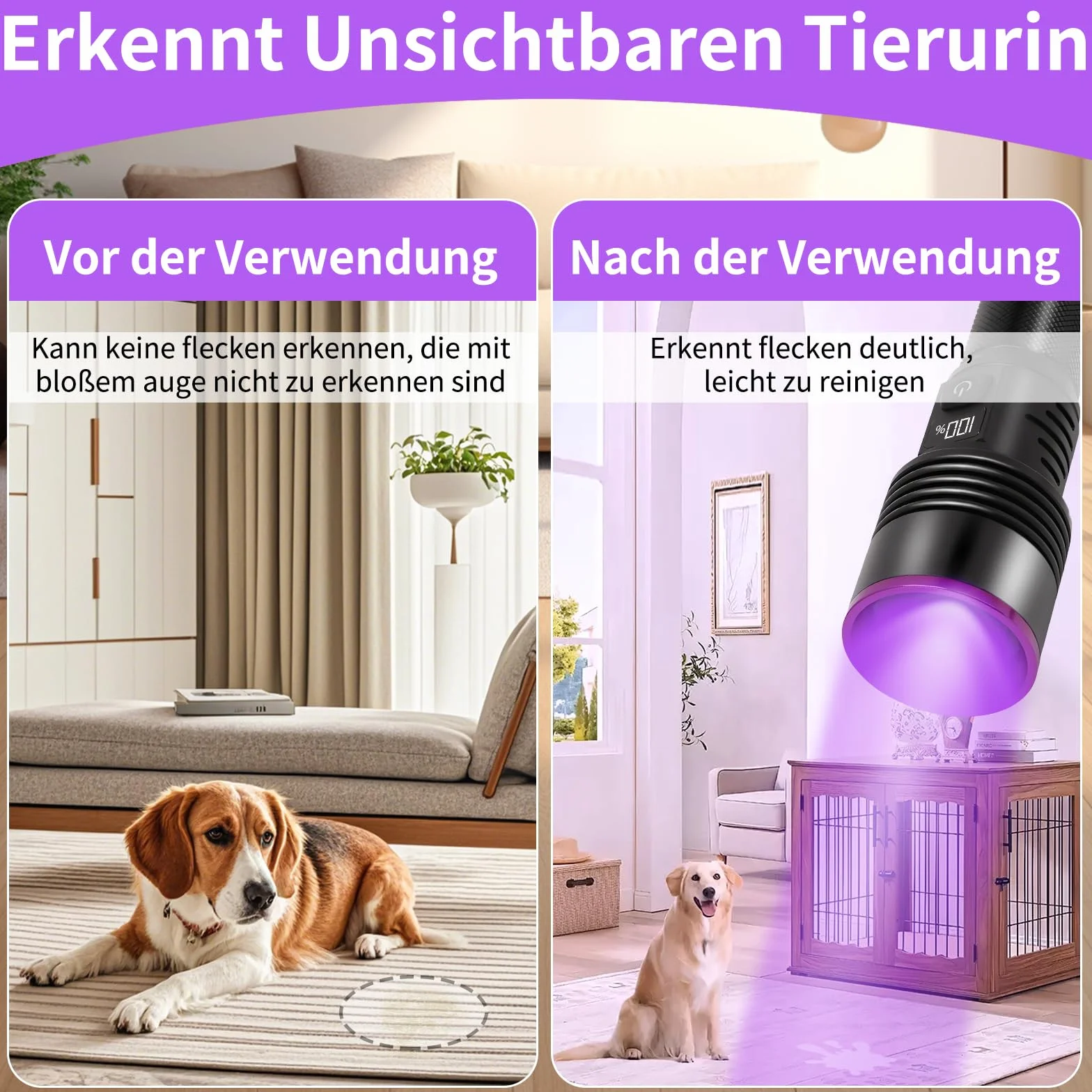 Latarka UV, 20 W, czarne światło, 365 nm, wodoszczelna latarka LED, ładowana, 5000 mAh, światło UV, do wykrywania moczu zwierząt domowych, bursztynu, skorpiona, minerałów, podróży, nad łóżkiem