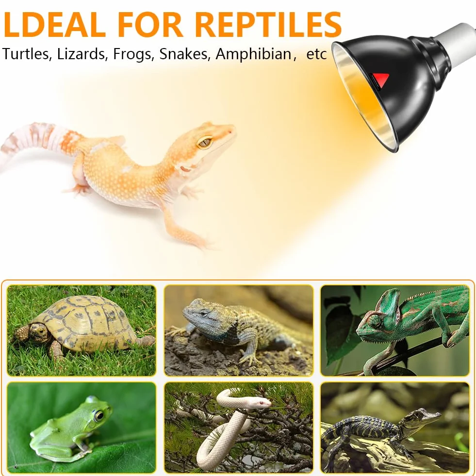 HOTUT Reptile Dome Terrarium, aluminiowa lampa reflektorowa E27 15 cm 100 W