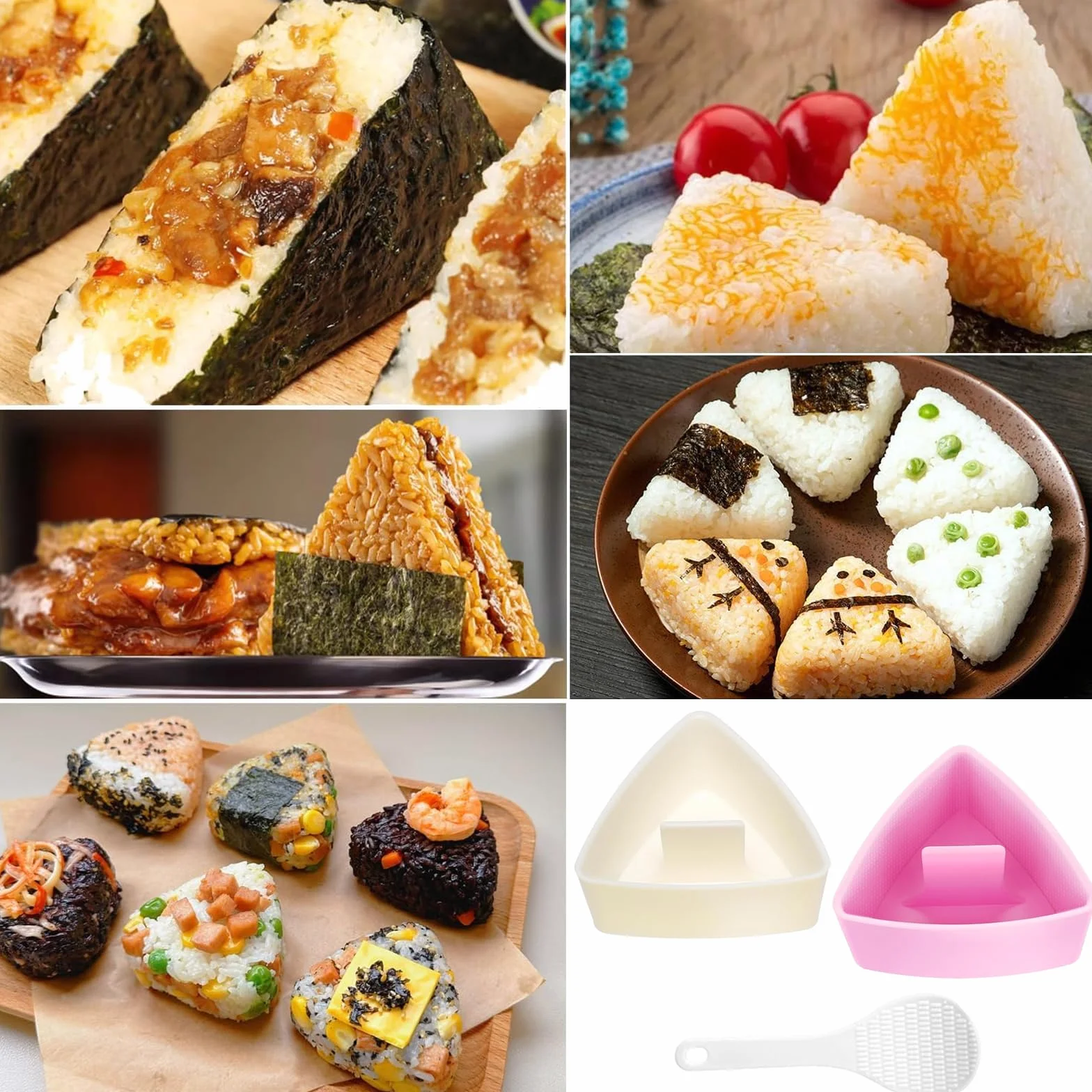 Onigiri 3-częściowy zestaw do robienia sushi, Onigiri, akcesoria do robienia sushi, trójkątna prasa do sushi, do formowania ryżu, narzędzie DIY