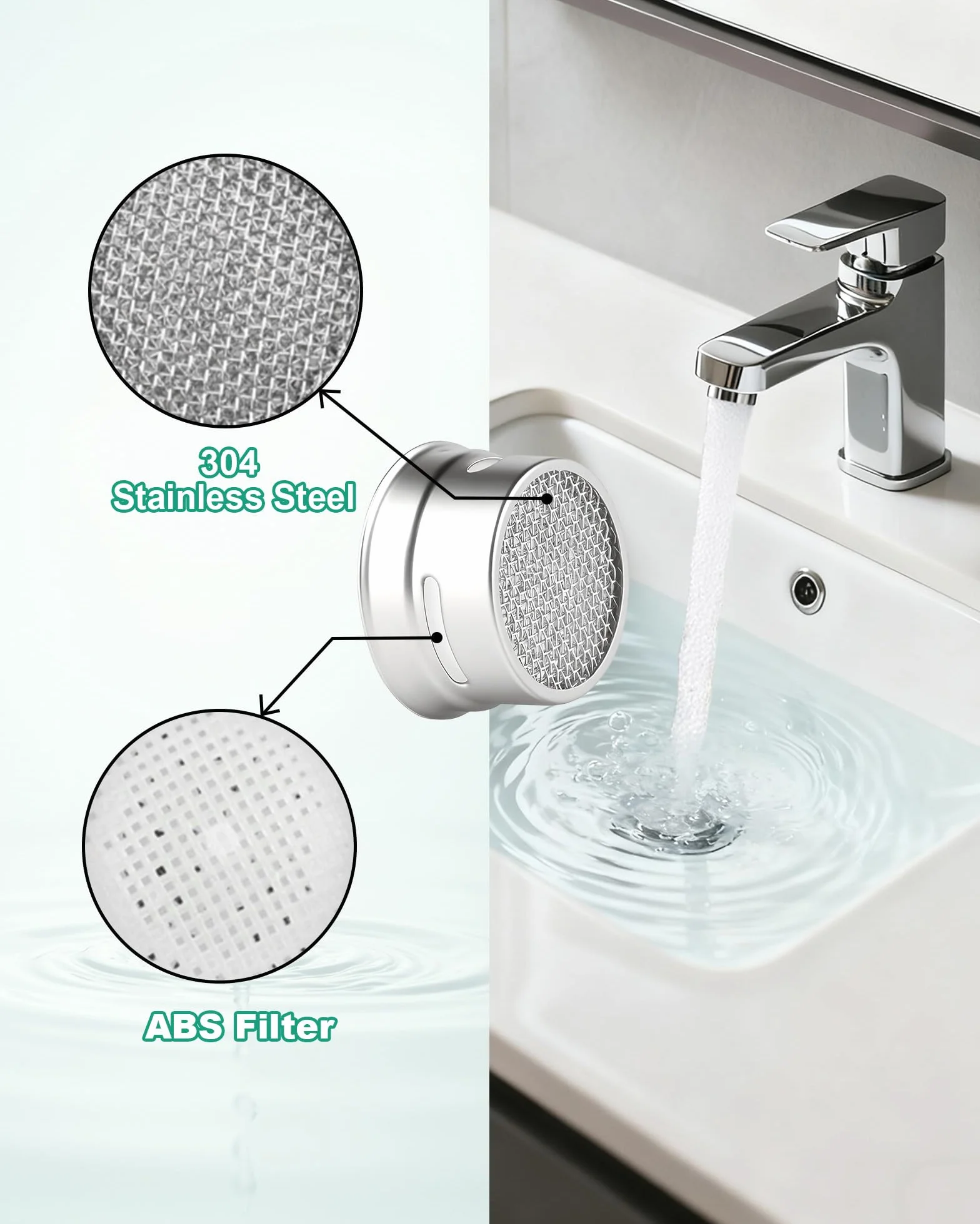 Aerator Wody do Kranu M24, 8 Sztuk Filtr do Baterii Mosiądz z Wkładem Stal Nierdzewna i ABS, w Komplecie z Kluczem i 10 Uszczelkami, Oszczędzający Wodę, do Kuchni i Łazienki