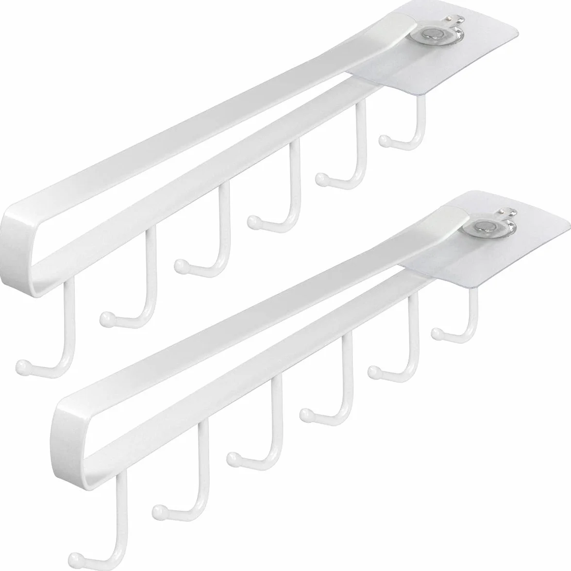 iGadgitz Home U7166 Metalowy wieszak do przechowywania montowany pod szafką (zestaw 2 sztuk), uchwyt pod półkę, pod szafkę z samoprzylepną podkładką mocującą, biały