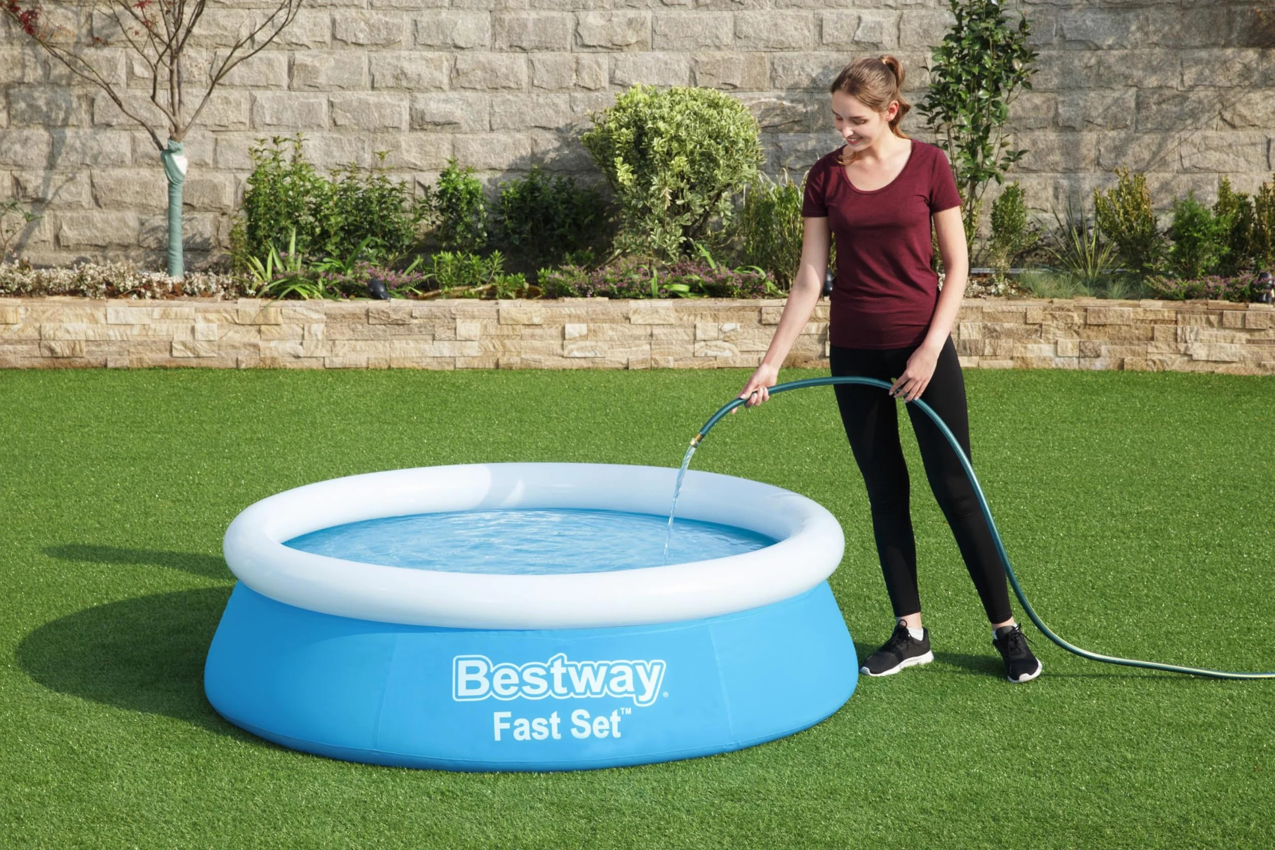Bestway Szybki zestaw naziemny basen bez pompy, Ø 183 x 51 cm, niebieski, okrągły, 940 l, materiał TriTech, do samodzielnego montażu, zawór bezpieczeństwa, w zestawie łatka naprawcza