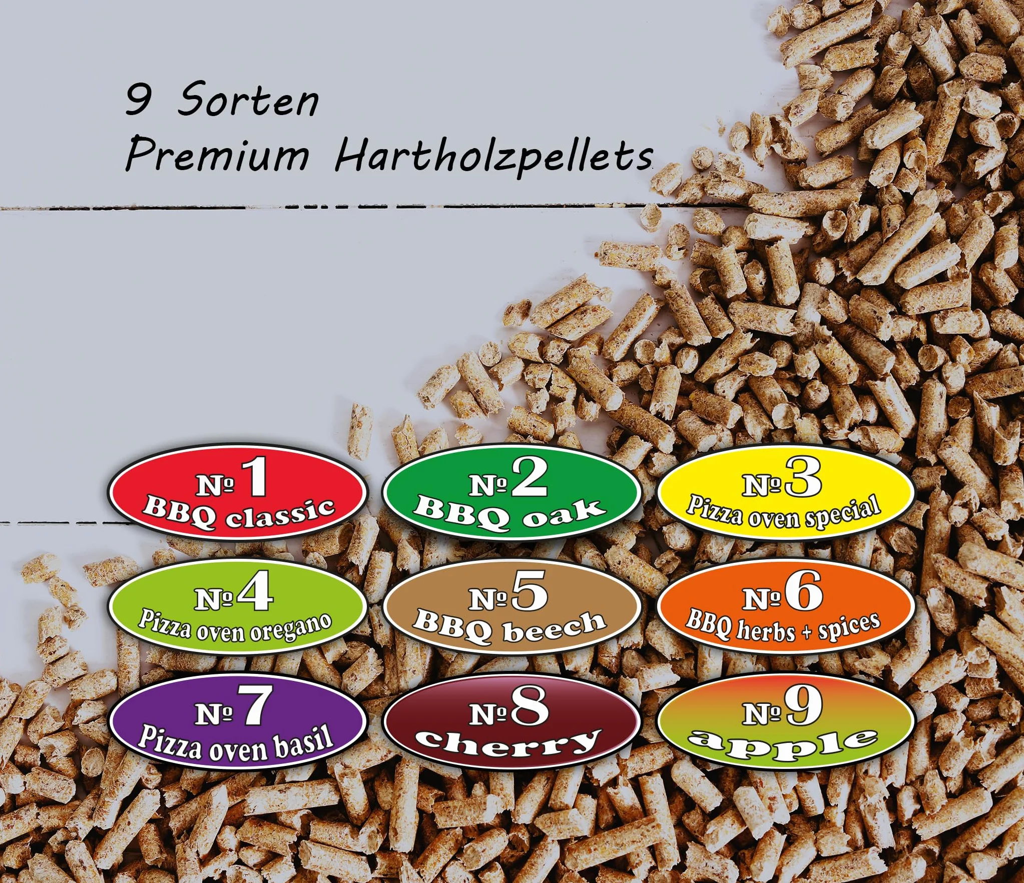 PINI Pellet grillowy № 9 jabłek 10 kg BBQ pellet z twardego drewna do grillowania, wędzenia