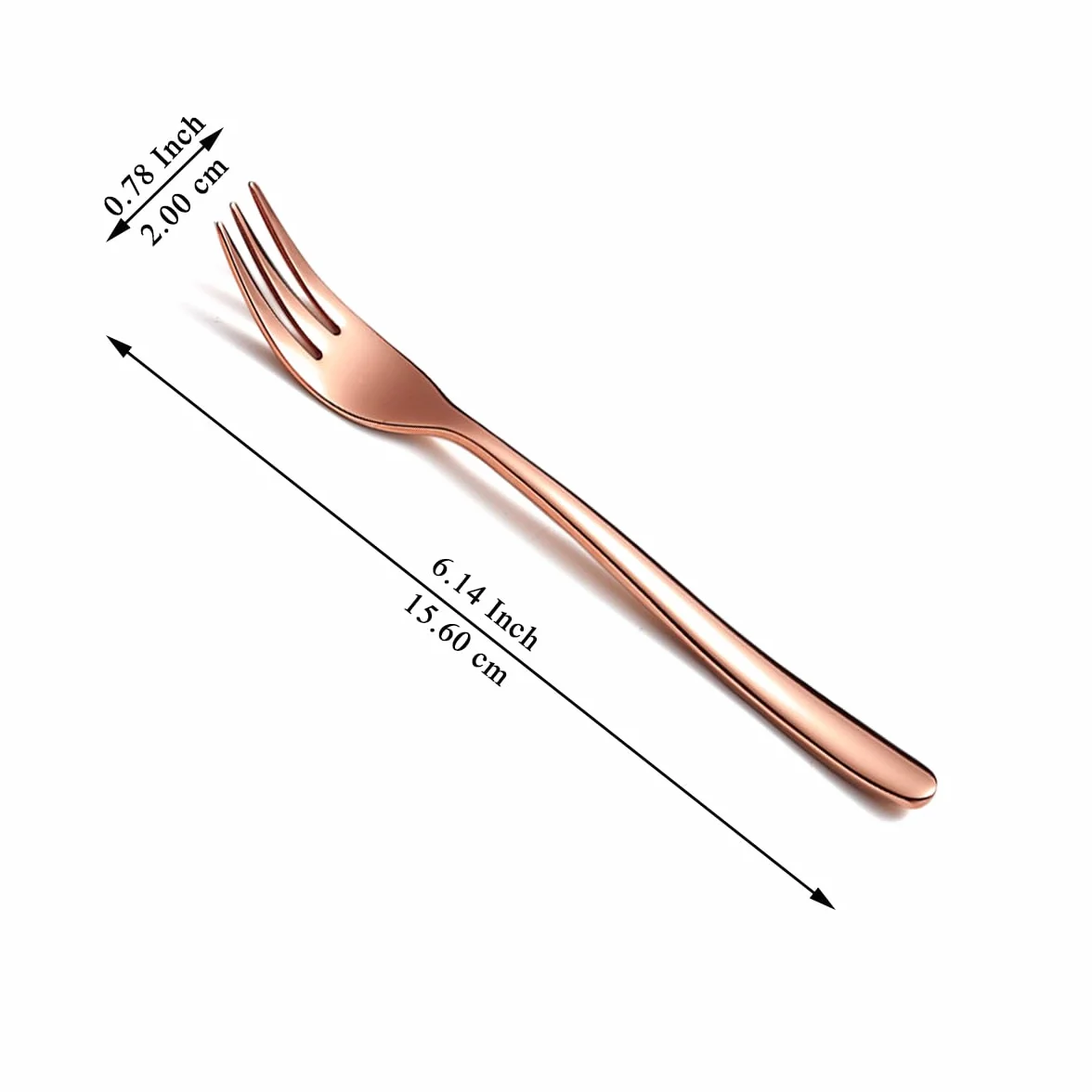 Kyraton Rose Gold Dessert Forks 12 sztuk 15,6 cm widelec do ciasta ze stali nierdzewnej, widelce do herbaty, widelce do owoców, zestaw sztućców do ciasta, można myć w zmywarce