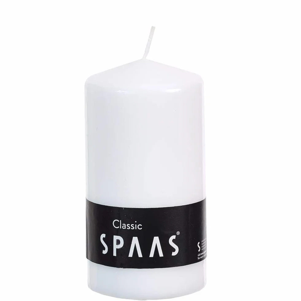 Spaas Unscented Pillar Candle 80/150 mm, 70 Hours, White