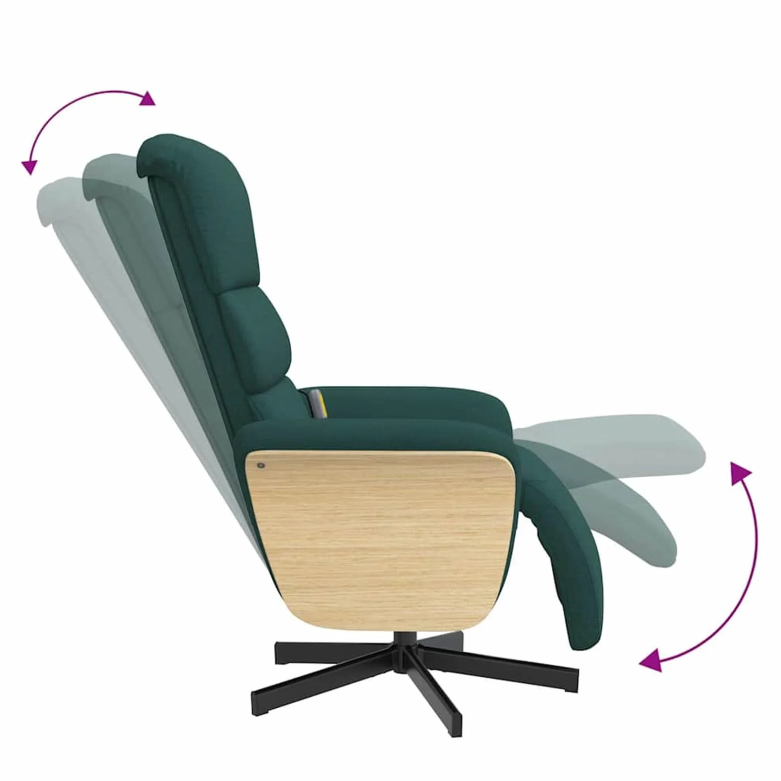 Fotel do masażu z funkcją leżenia i masażem wibracyjnym, 100% tkanina poliestrowa, ciemnozielony, 79,5 x 129,5 x 95,5 cm (pozycja leżąca), ergonomiczny