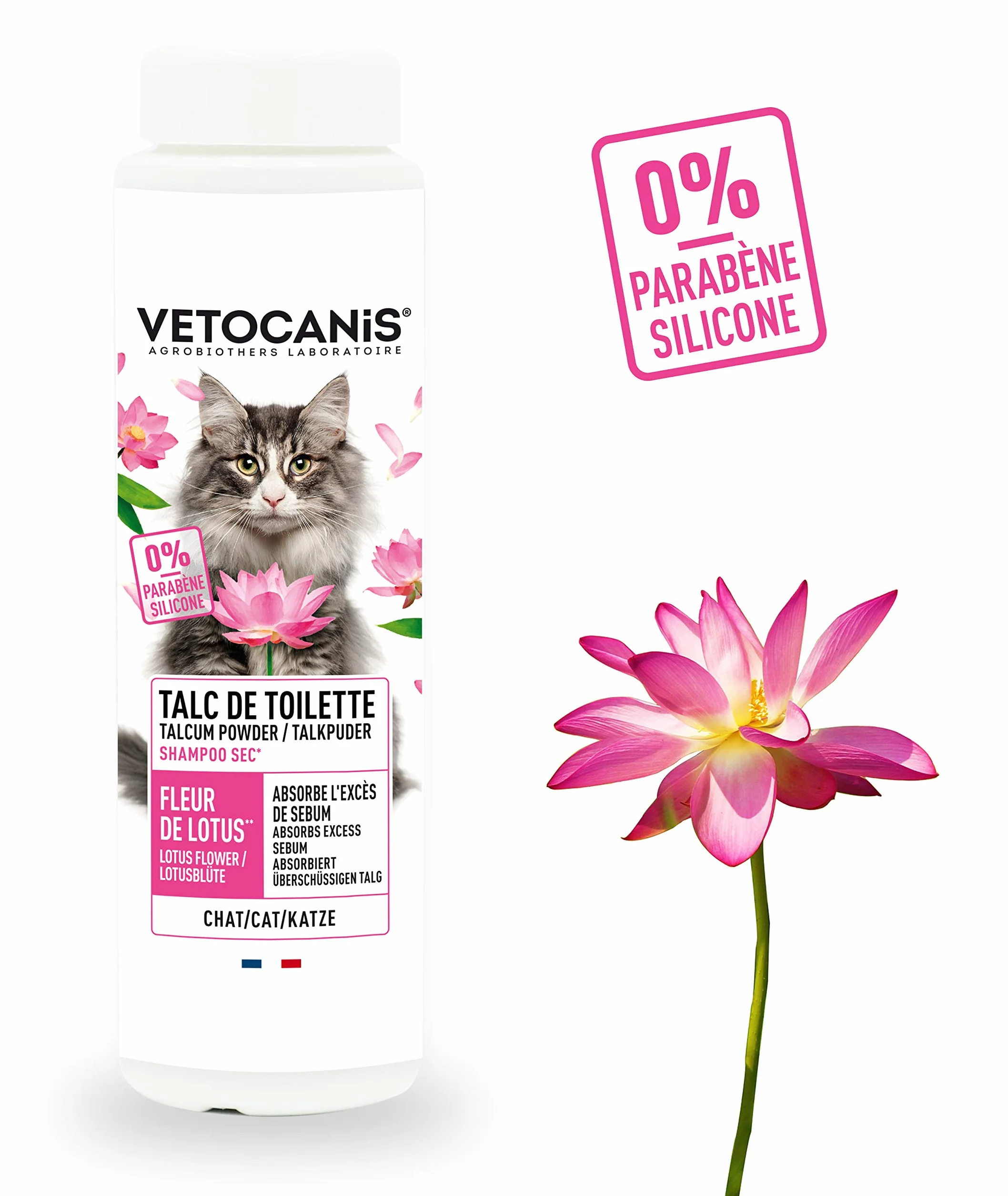 Vetocanis Suchy Szampon dla Kotów w Proszku 150 g Oczyszcza Nadmiar Łoju i Brudu