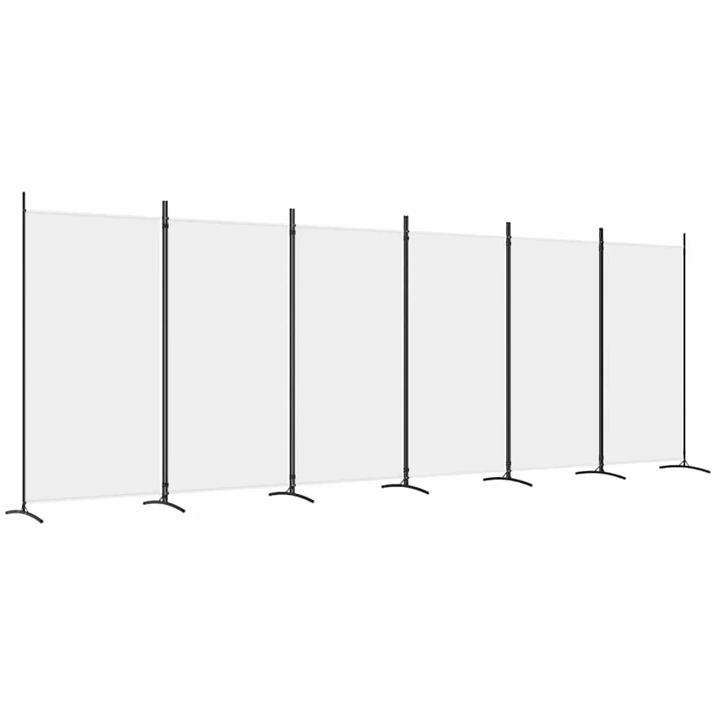 vidaXL Parawan 6-panelowy, biały, 520x180 cm, tkanina