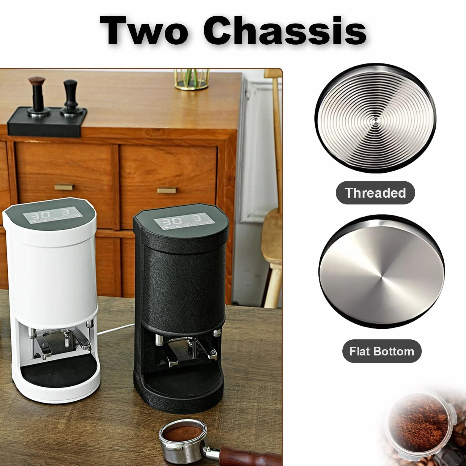 Komercyjny Ubijak do Kawy,Elektryczny Prasa do Kawy Mielonej,Automatyczny Ubijak do Espresso, do Codziennego Użytku w Profesjonalnej Kawiarni(White,Flat)