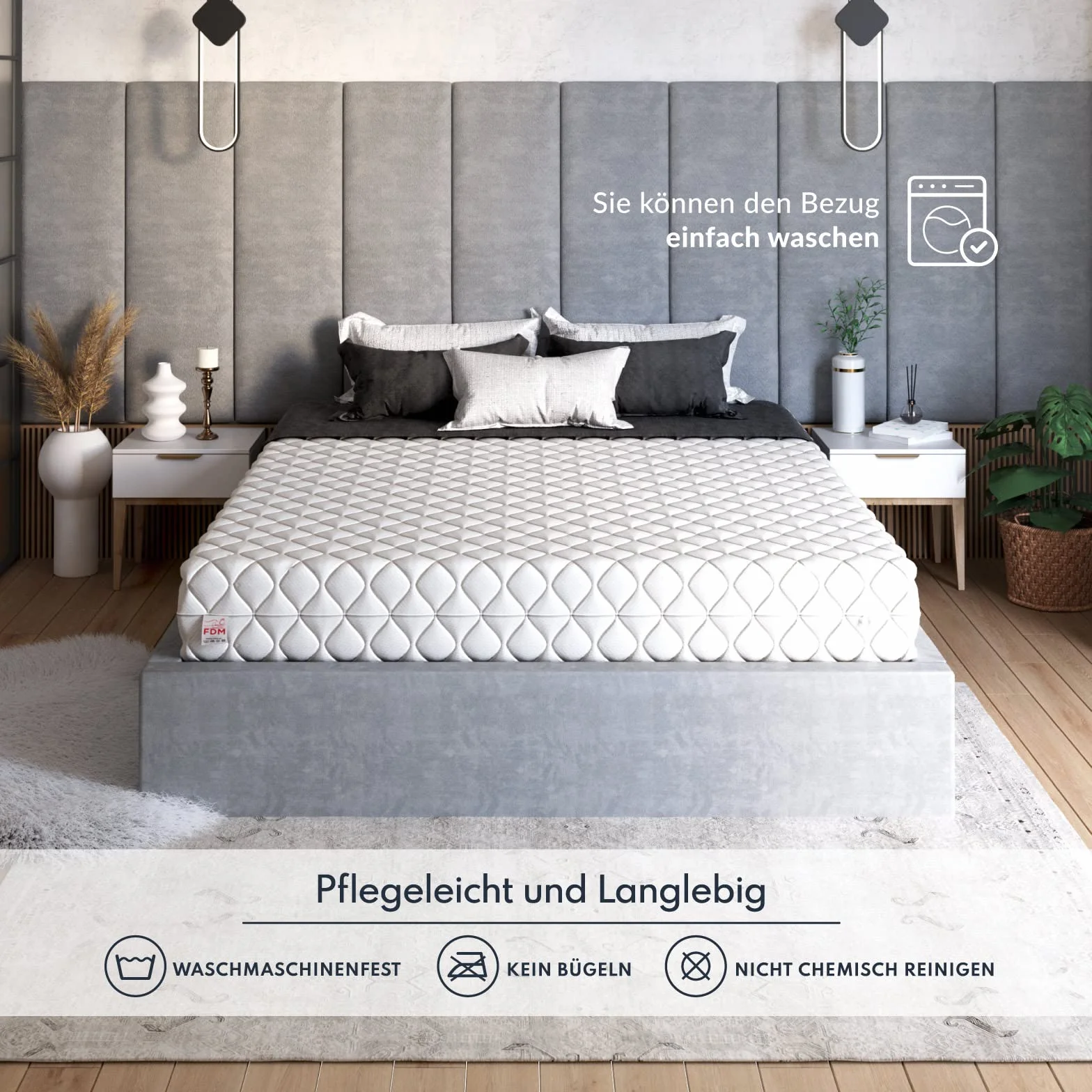 FDM Select MAX Podwójny materac 160 x 200 cm, zimna pianka, wysokość 24 cm, stopień twardości H3 i H4, pianka Visco, Öko-Tex, nadaje się dla alergików, poszewka z dżerseju nadaje się do prania