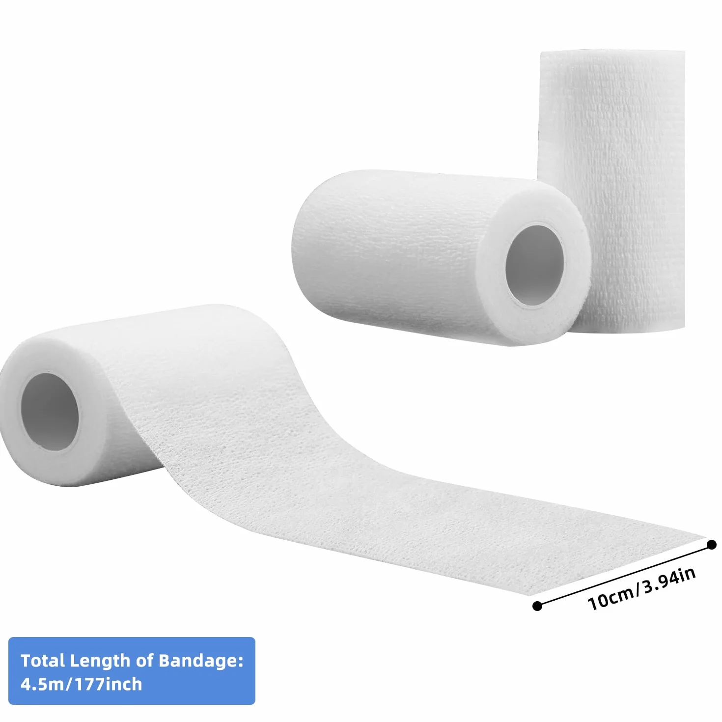 12 samoprzylepnych bandaży 10 cm x 4,5 m, elastyczny bandaż samoprzylepny dla ludzi, koni i psów – samoprzylepny bandaż premium – wodoodporny bandaż mocujący (kolor biały)