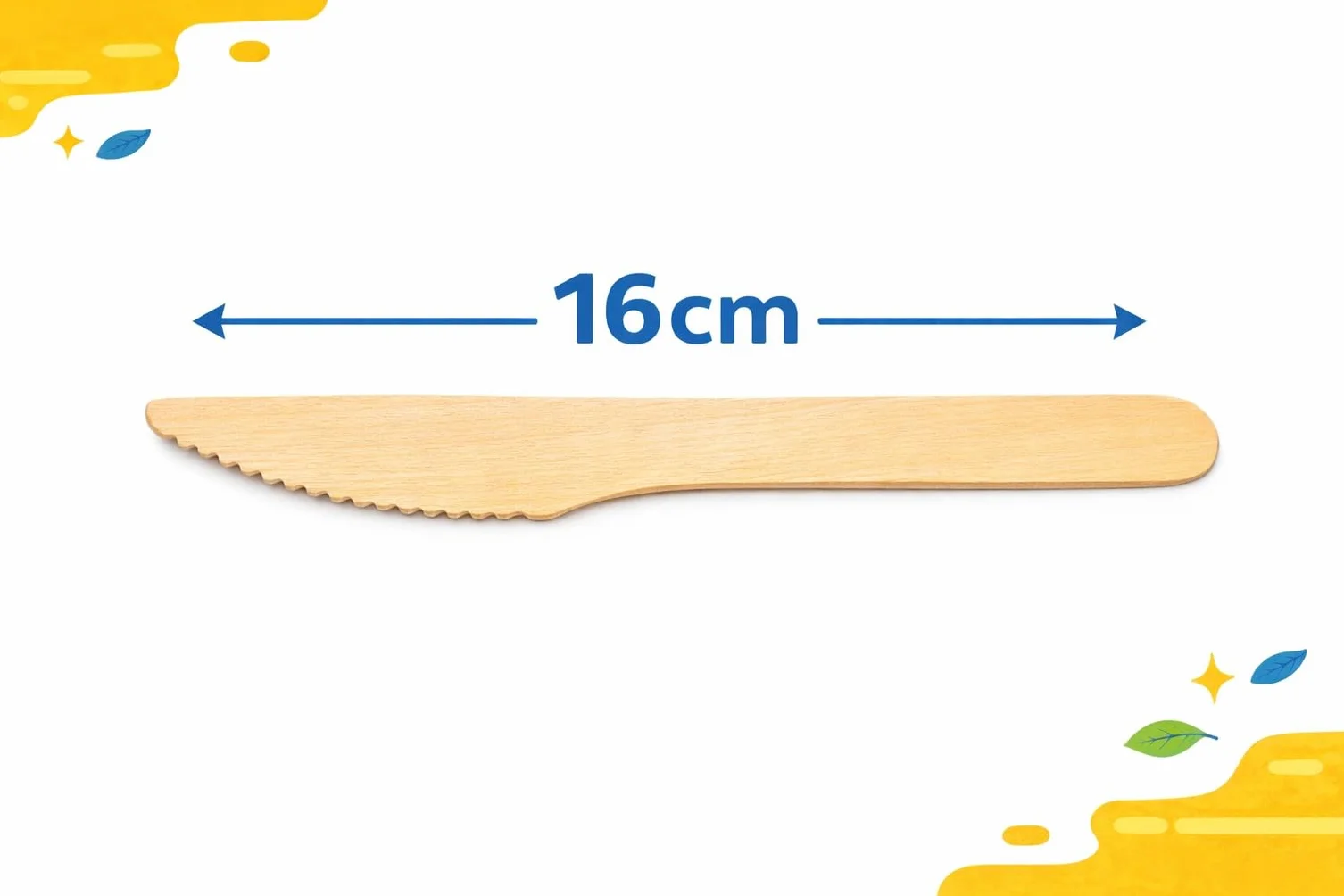 Pakomat Drewniane Noże 100 szt. - 16 cm Jednorazowe Noże z Drewna - Biodegradowalne sztućce na grill, imprezę, catering i camping - alternatywa bez plastiku