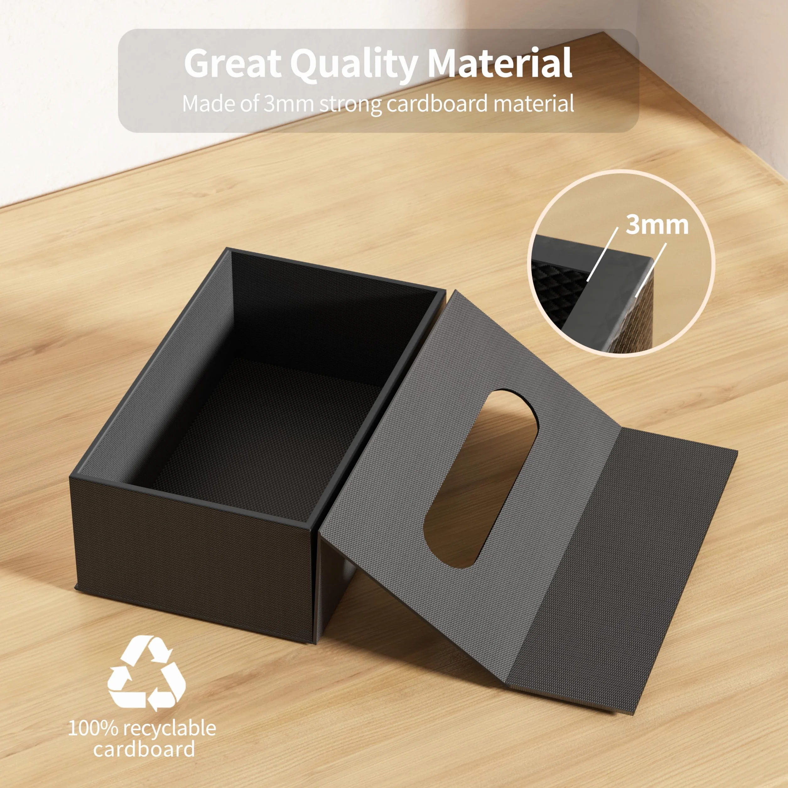 JiaWei Prostokątny składany uchwyt na chusteczki o wymiarach 23,5 x 12 x 7,8 cm, pudełko na chusteczki z magnetyczną pokrywą i wytłoczoną konstrukcją, wykonane z bardzo stabilnego kartonu o gramaturze