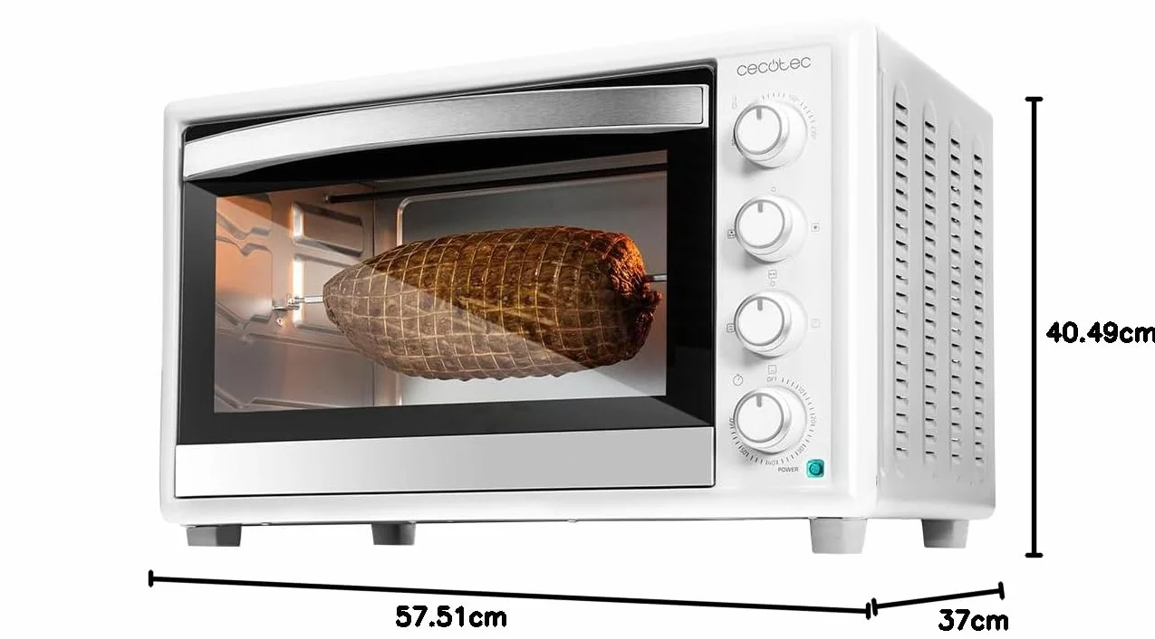Cecotec Piekarnik Konwekcja 46 litrów Piekarnik & Toast 4600 White Gyro. 2000 W, Światło wewnętrzne, 12 funkcji, temperatura do 230º, Podwójne szklane drzwi, W zestawie obrotowy Rustidor