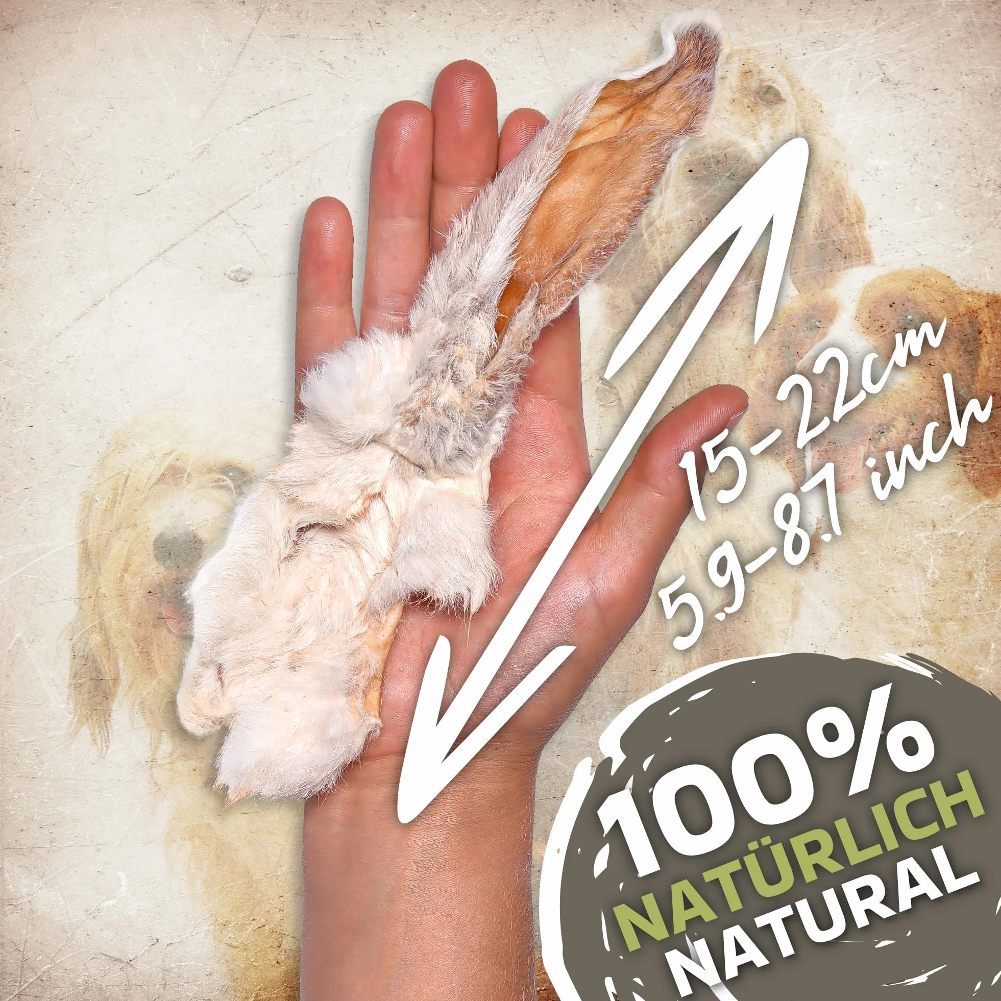 Uszy królika z futrem dla psów, 500 g (ok. 35-45 sztuk) | naturalne uszy królika z włosami | suszone na powietrzu, hipoalergiczne, nie zawierają zbóż, małe, średnie i duże psy