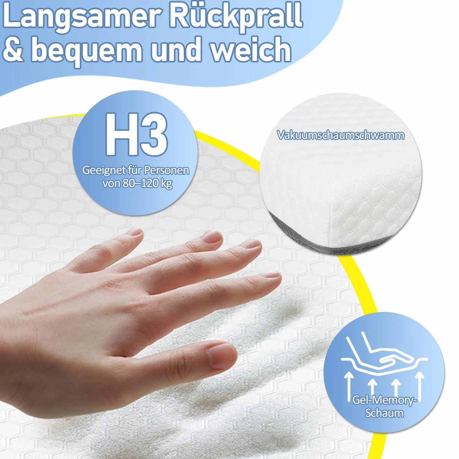 Materac ze sprężynami kieszeniowymi 160 x 200 cm, ergonomiczny stopień twardości H3, z 7-strefowym materacem, certyfikat Öko-Tex® i CertiPUR®, wysokość 22 cm
