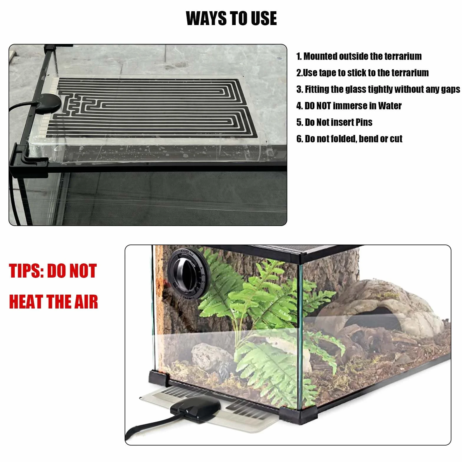 Mata grzewcza do terrarium z regulatorem temperatury, poduszka grzewcza dla gadów, żółwi, węży, jaszczurek, gekonów, pająków, gąsienic, mata grzewcza do akwarium dla żółwi (7 W, 15 * 28 cm)