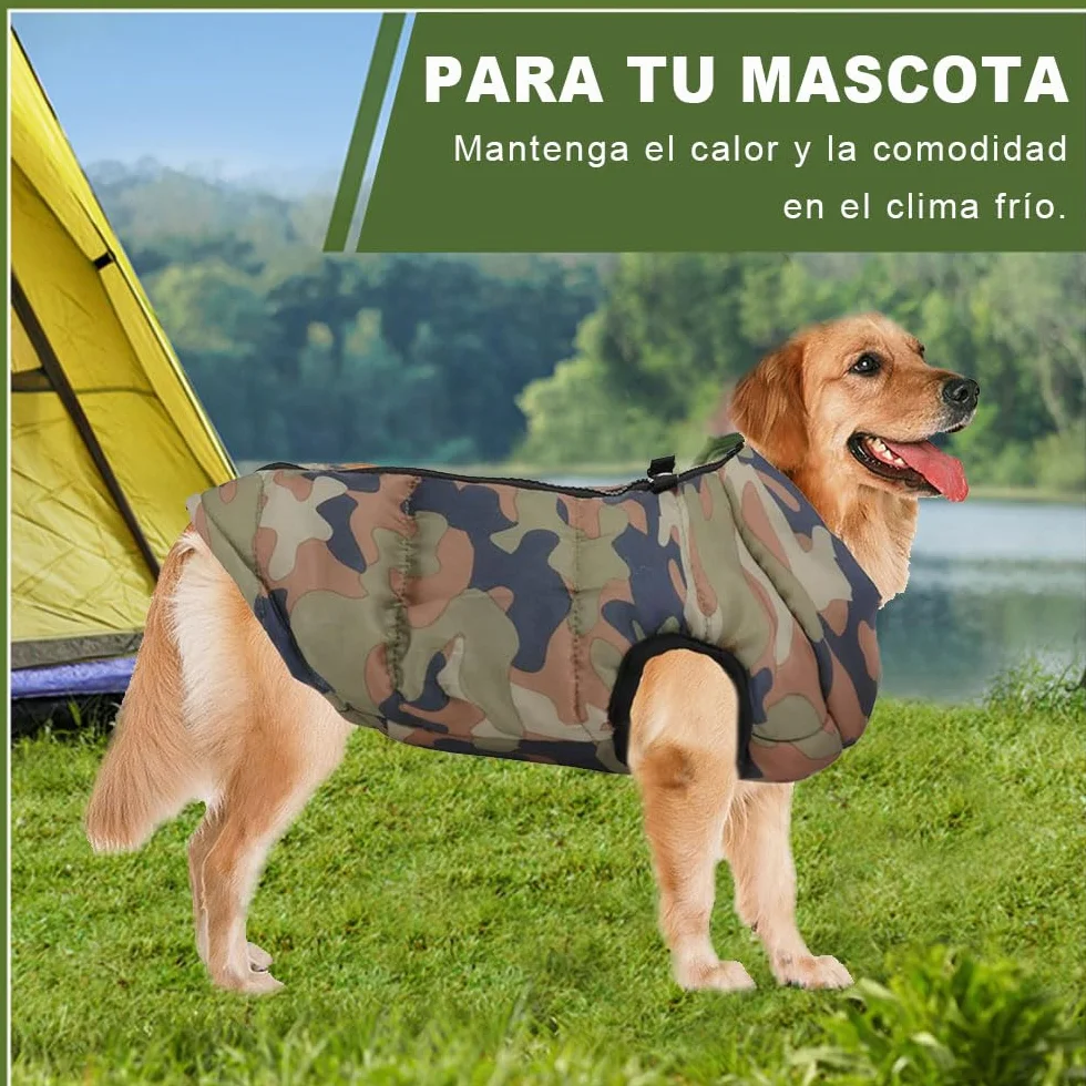 Voarge Pet Jacket Ciepła Kamizelka dla Małych Psów Zima z Zamkiem Błyskawicznym (M, kamuflaż)
