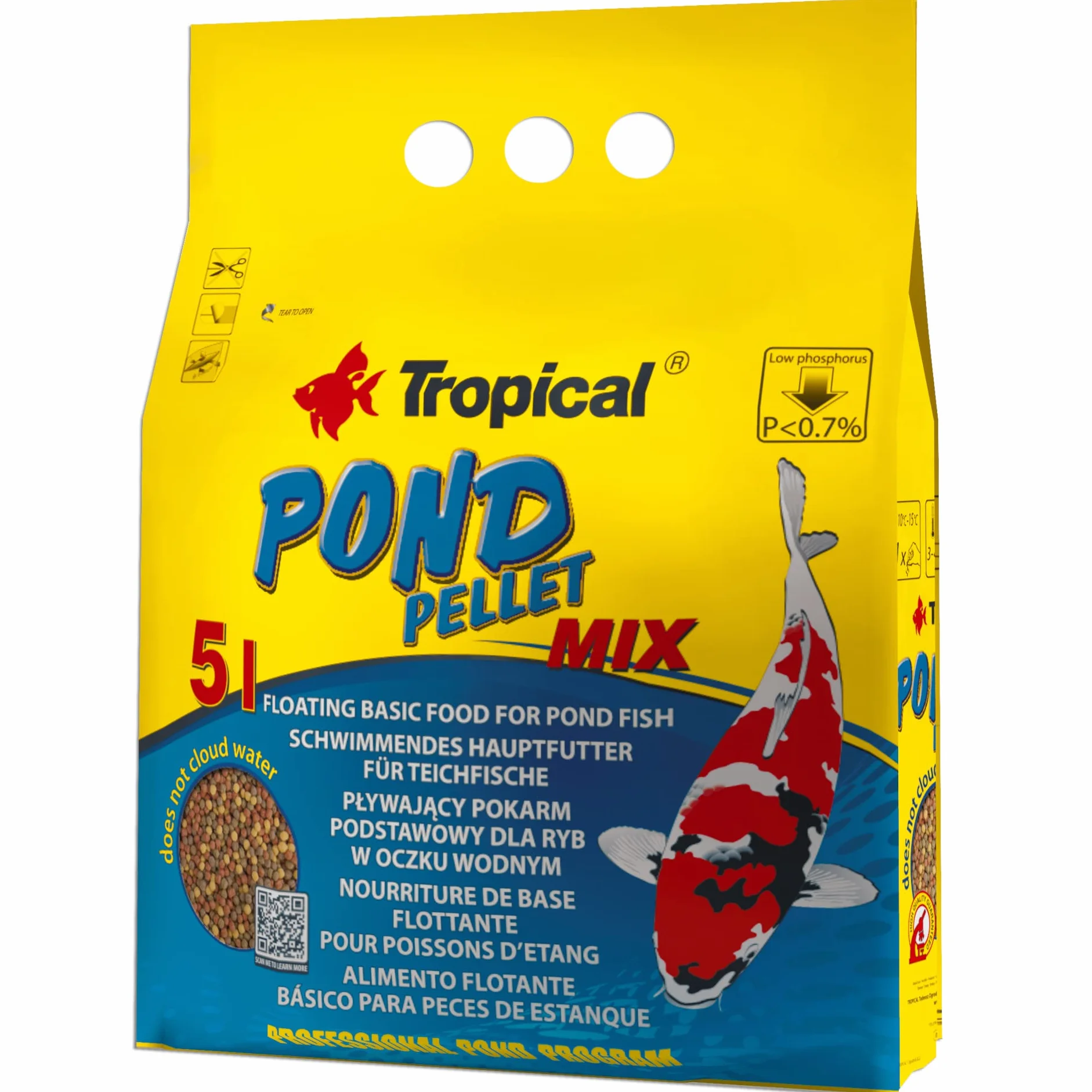 Pływający pokarm podstawowy dla ryb w oczku wodnym POND PELLET MIX 5L / 650g worek
