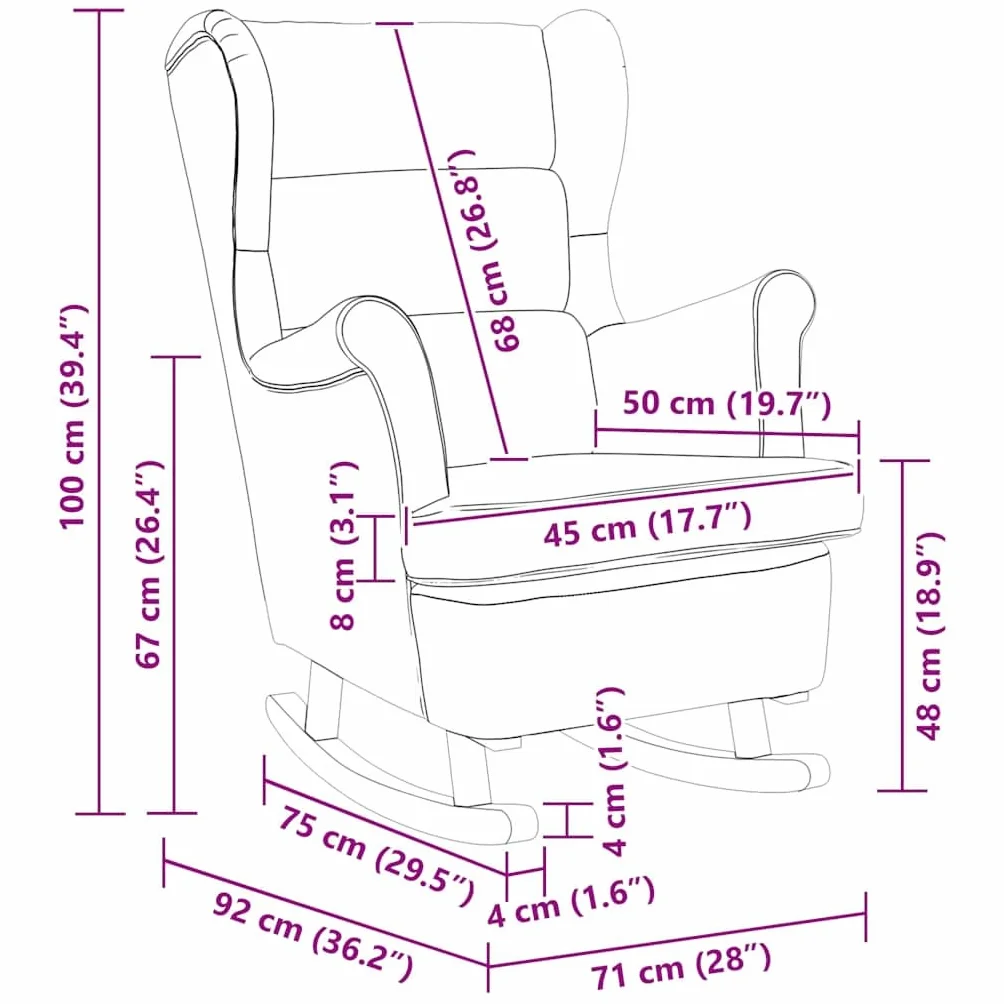 vidaXL Fotel bujany, szary, 74x90x102 cm, tapicerowany tkaniną, krzesło, fotel do salonu, fotel bujany, fotel wypoczynkowy, siedzisko wypoczynkowe