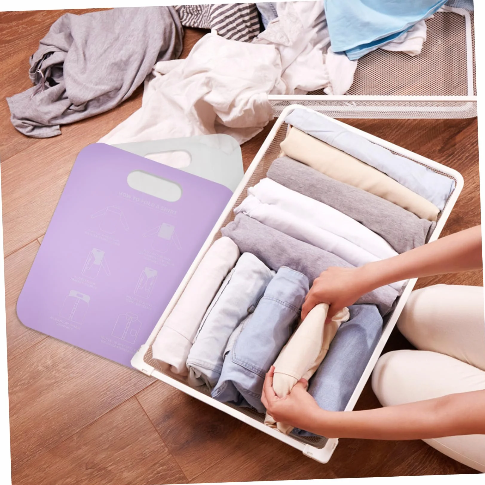 Zerodeko Lazy organizer na ubrania, 2 sztuki, deska do składania koszuli, z tworzywa sztucznego, segregator odzieży, deska do składania ubrań, segregatorów, t-shirtów, segregatorów, koszul, dla