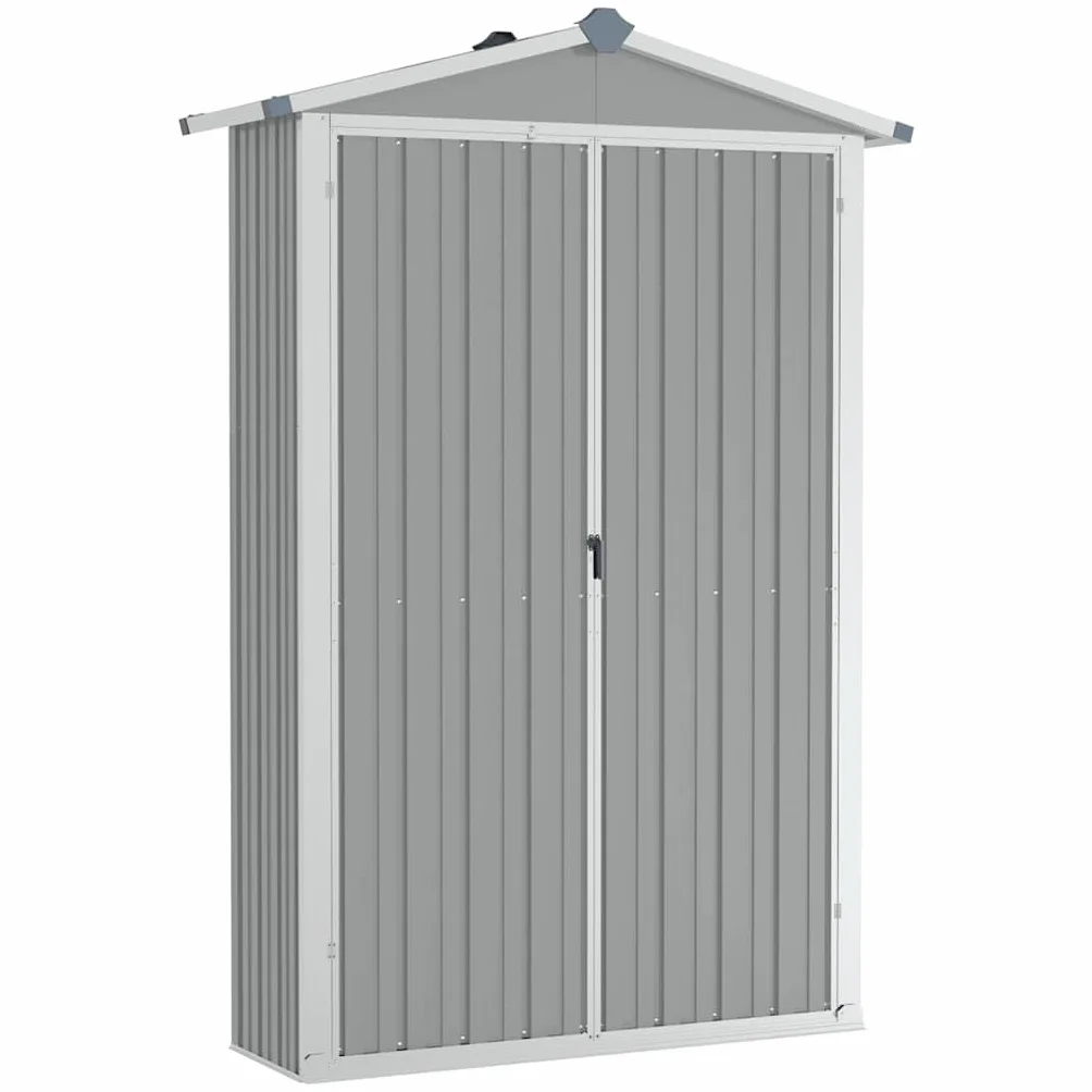 vidaXL Szopa ogrodowa, szara, 116x45x175 cm, stal galwanizowana