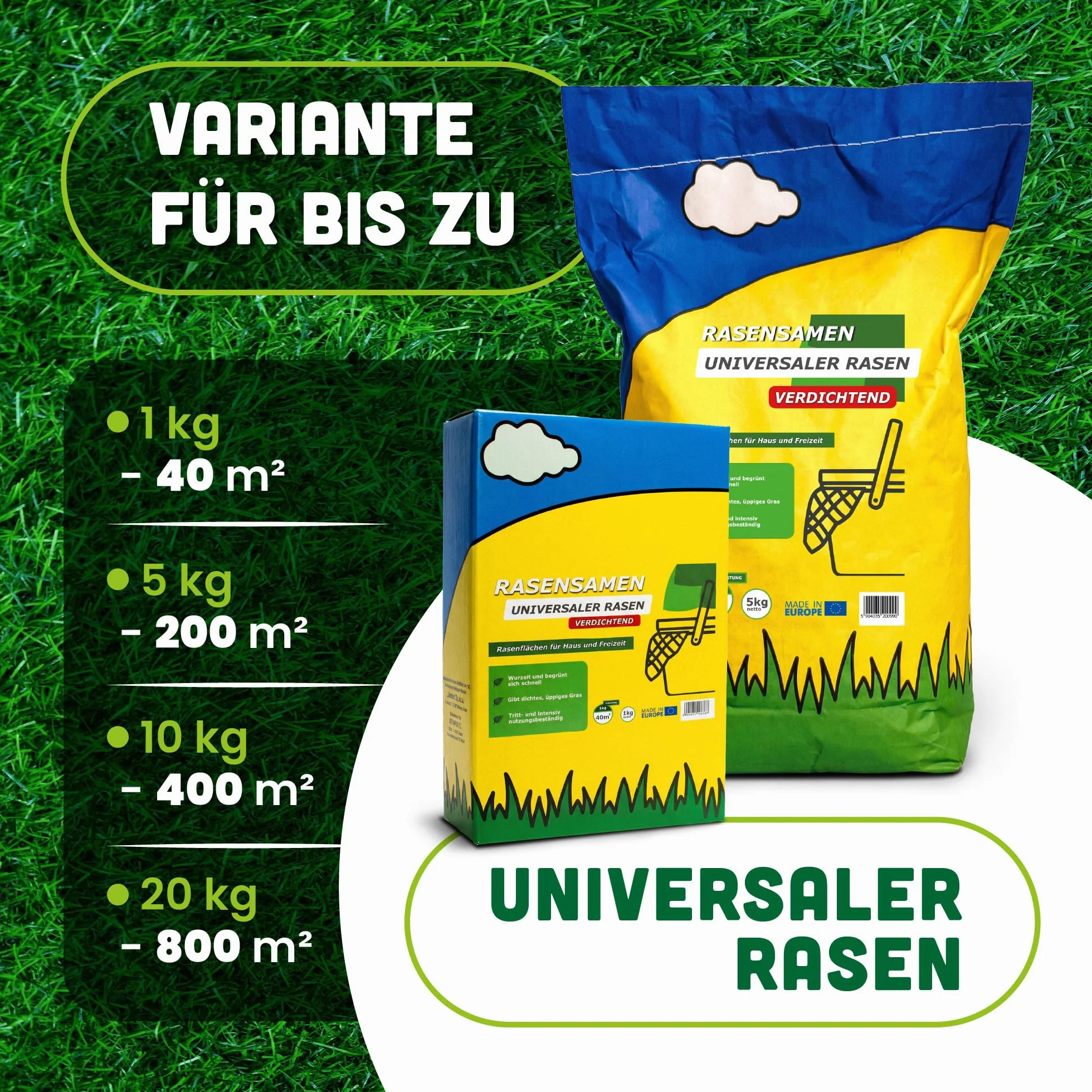 Uniwersalna trawa ogrodowa 40 m², 1 kg - Doskonała do użytku przydomowego i trawnikach rekreacyjnych - Odporna na intensywne użytkowanie - Szybko kiełkujące nasiona trawy