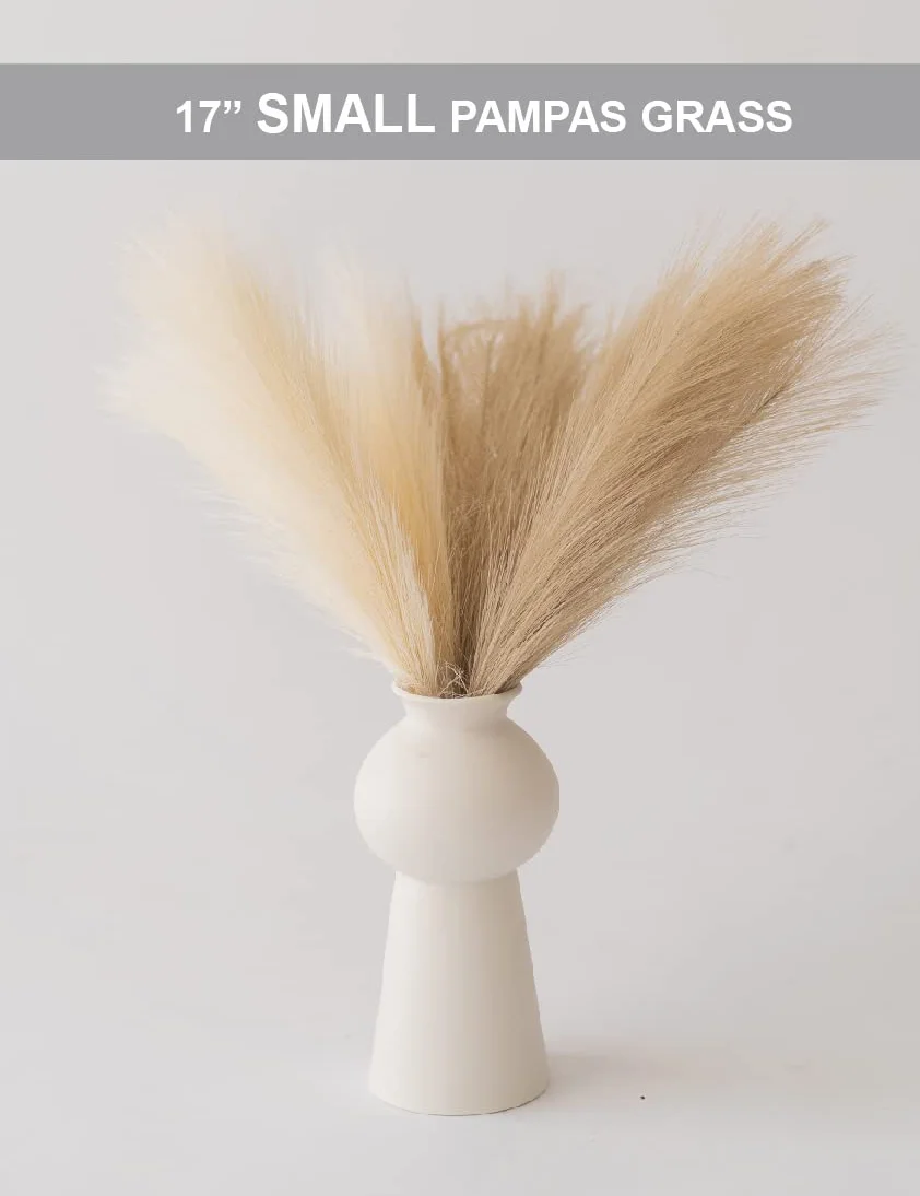 ChagoArt Dekoracja trawy pampasowej - wysoka sztuczna trawa pampasowa, 43 cm - 6 łodyg, beżowo-taupe, sztuczne pompony kwiatowe