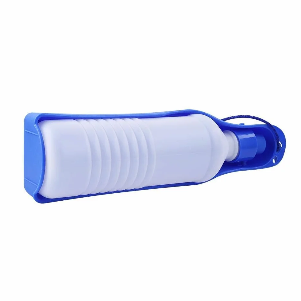 Butelka do picia Psy Podróżna butelka wody pitnej 250 ml / 500 ml Przenośna butelka podróżna dla zwierząt Psy Koty Dozownik wody Składana butelka do picia dla psów (500 ml-niebieska)