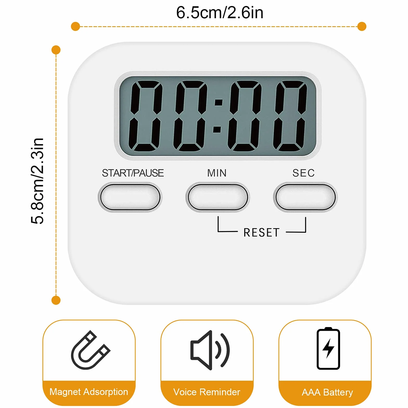 NIAGUOJI timer kuchenny z dużym wyświetlaczem LCD, cyfrowy timer kuchenny do gotowania, magnetyczny stoper, timer z głośnym budzikiem, zegar do jajek, biały