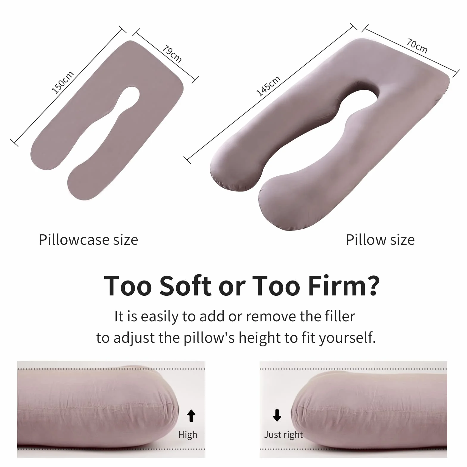 Poduszka ciążowa ze 100% bawełny, poduszka do spania na boku w kształcie litery U, poduszka do karmienia XXL, poduszka do przechowywania, poduszka ciążowa Body Pillow, ze zdejmowaną i nadającą