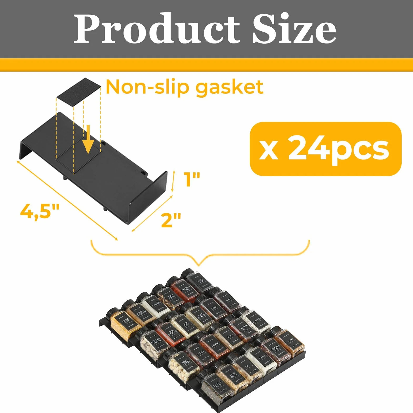 Famhap Szuflada do przechowywania przypraw, 24 sztuki 12 x 5 x 2,5 cm organizer na przyprawy do szuflad kuchennych, kolokalna szuflada na przyprawy do słoików na przyprawy