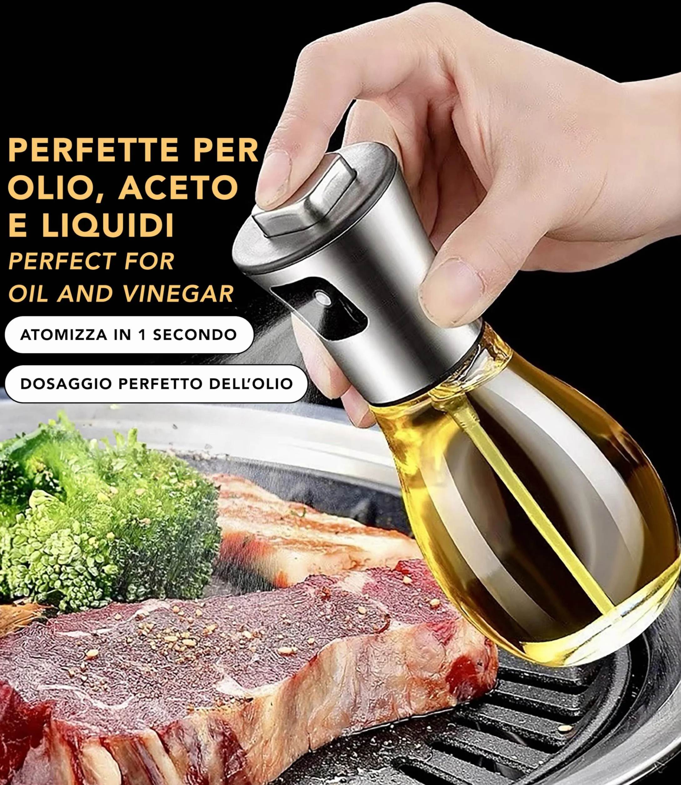 IPEA Szklany dozownik na oliwę w sprayu 170 ml do oleju i octu - dozownik rozpylacza do domu, kuchni, restauracji