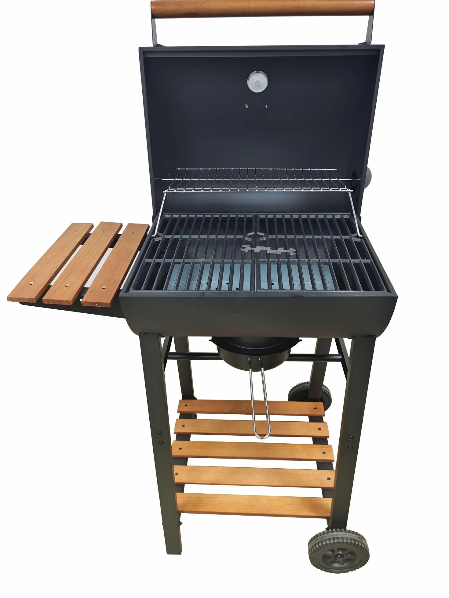 GRILL WĘGLOWY DEKRAFT BECZKA Z RUSZTEM ŻELIWNYM, DREWNO,KOMIN