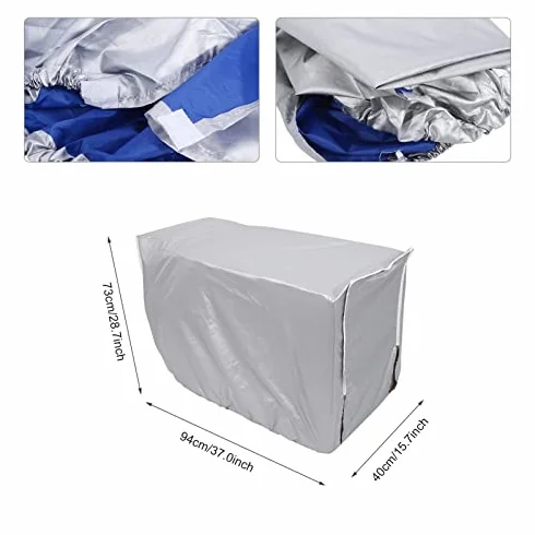 Square Air Conditioner Cover, 3 Sizes Anti-Dust Anti-Snow Waterproof Dustproof Sunproof Window Air Conditioner Protects with Tie Rope for Home Outdoor Use(Silver)[#3 94 * 40 * 73cm]