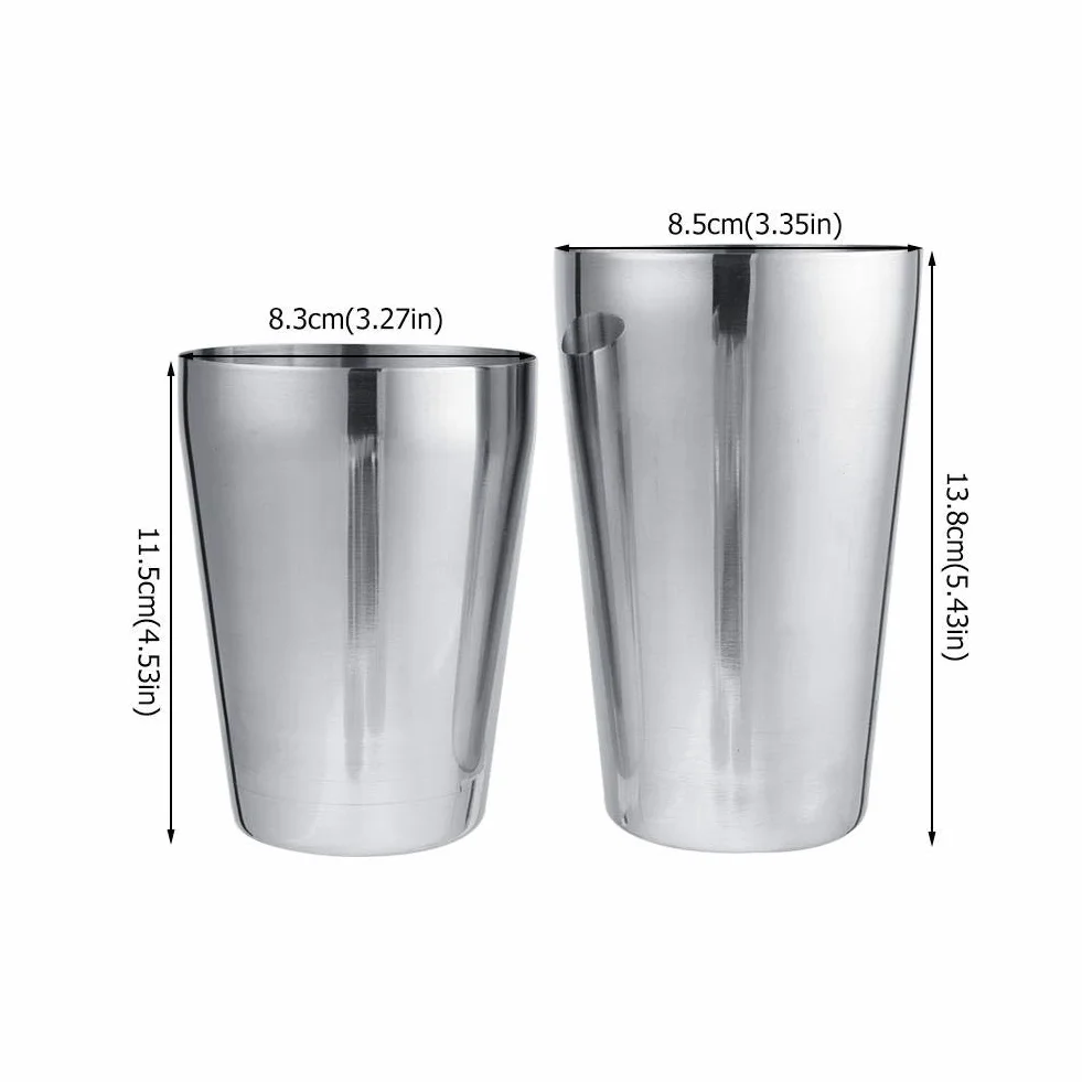Boston Shaker Zestaw shakerów do koktajli ze stali nierdzewnej Profesjonalny zestaw do robienia koktajli barmańskich 2 sztuki Zestawy puszek do wytrząsania Boston (600/450 ml)