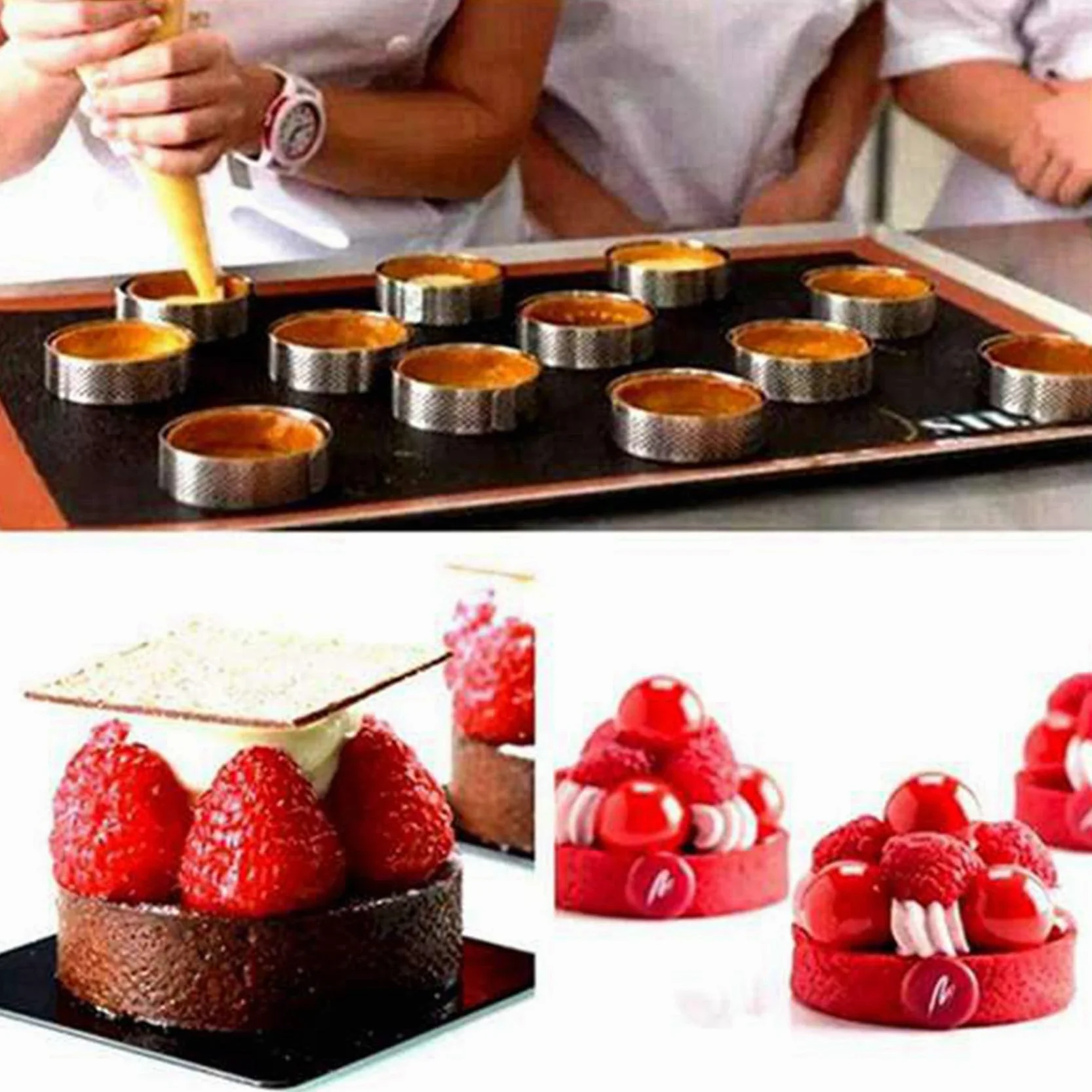 60 Sztuk OkrąGłE PierśCienie Tarta z Otworami Ciasto Owocowe Quiches Ciasto Kuchnia Forma do Pieczenia Perforowane Ciasto PierśCień 8Cm