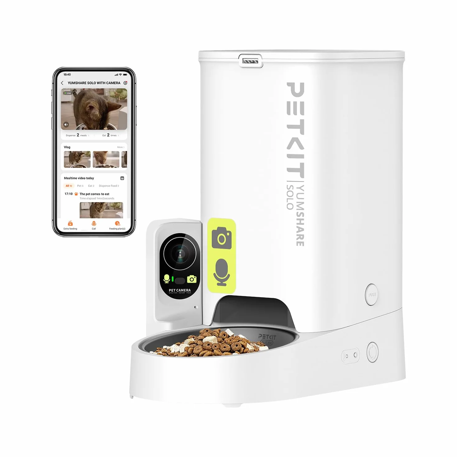 PETKIT Automatyczny Dozownik Karmy dla Kota z Kamerą, 1080P HD, Funkcja AI, 3L Automatyczny Podajnik Karmy dla Kotów/Psów, Dwukierunkowe Audio, 2.4G WiFi, Sterowanie APP, Miska ze Stali Nierdzewnej
