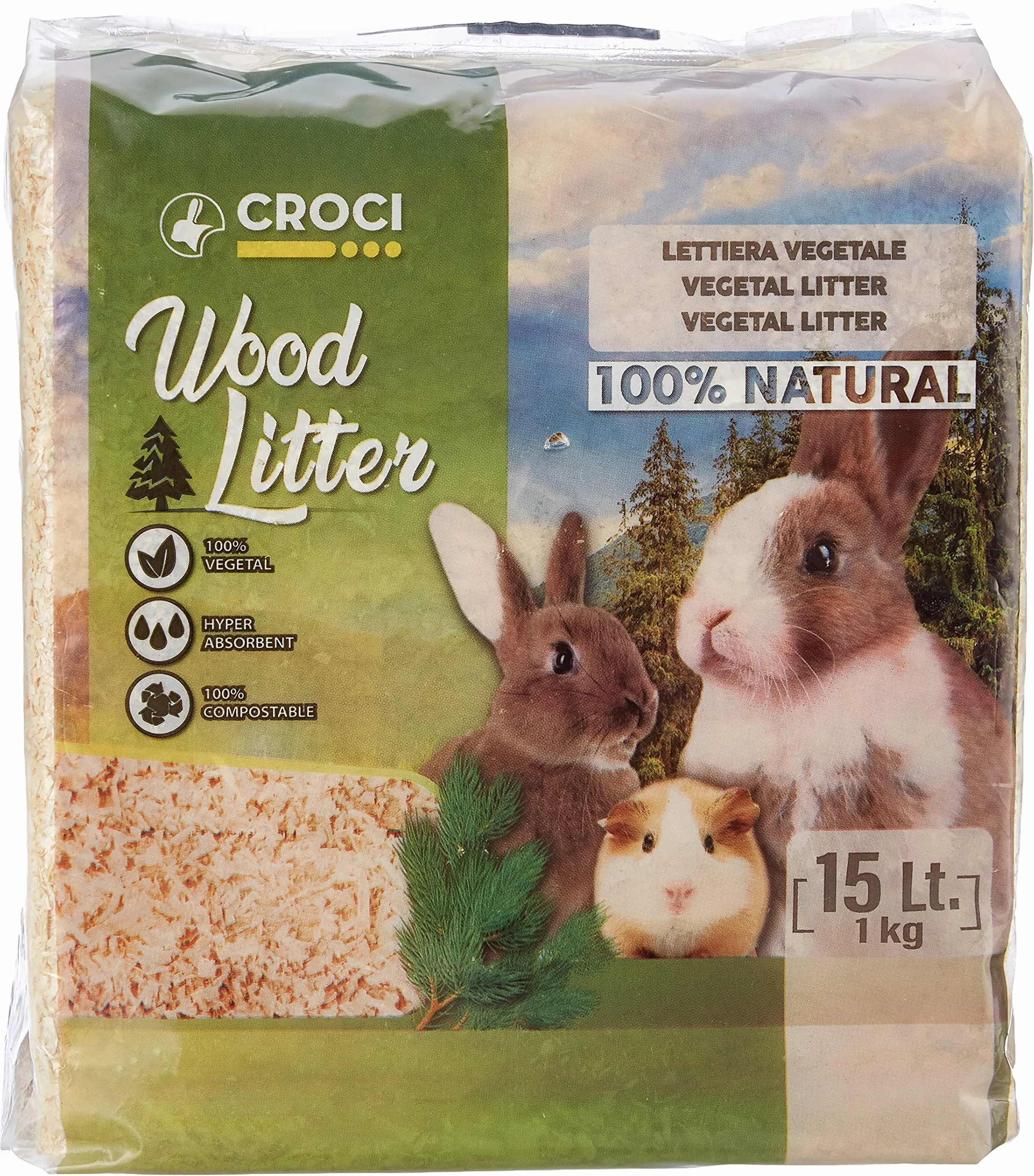 Croci Wood 100% Natural Ściółka dla Małych Zwierząt 1 kg