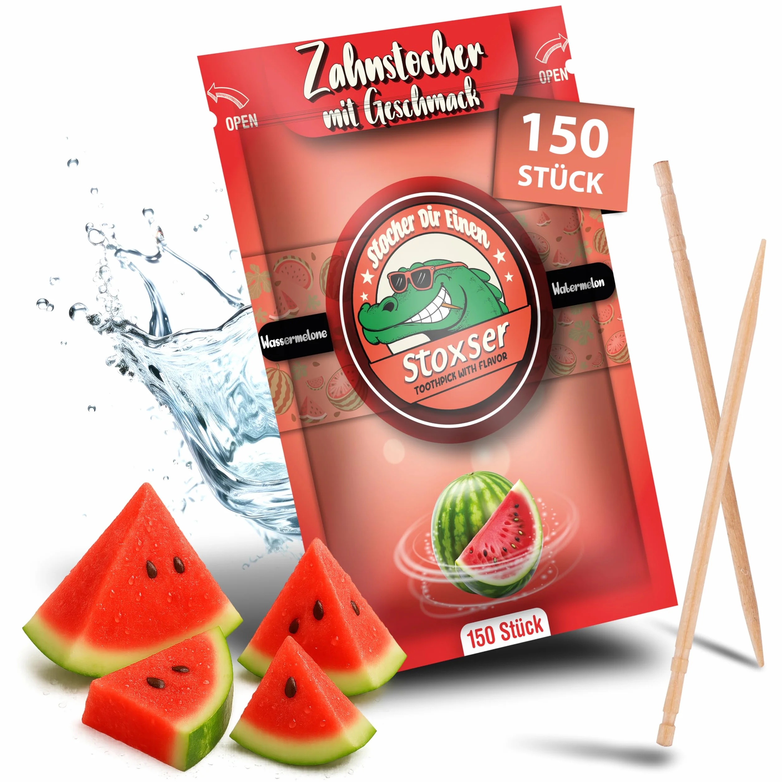 150 x wykałaczka o smaku arbuza, rewolucja smaku, wykałaczka o smaku bez gumy do żucia, wspiera pastę do zębów, usuwanie kamienia nazębnego, nić dentystyczna, bez cukru