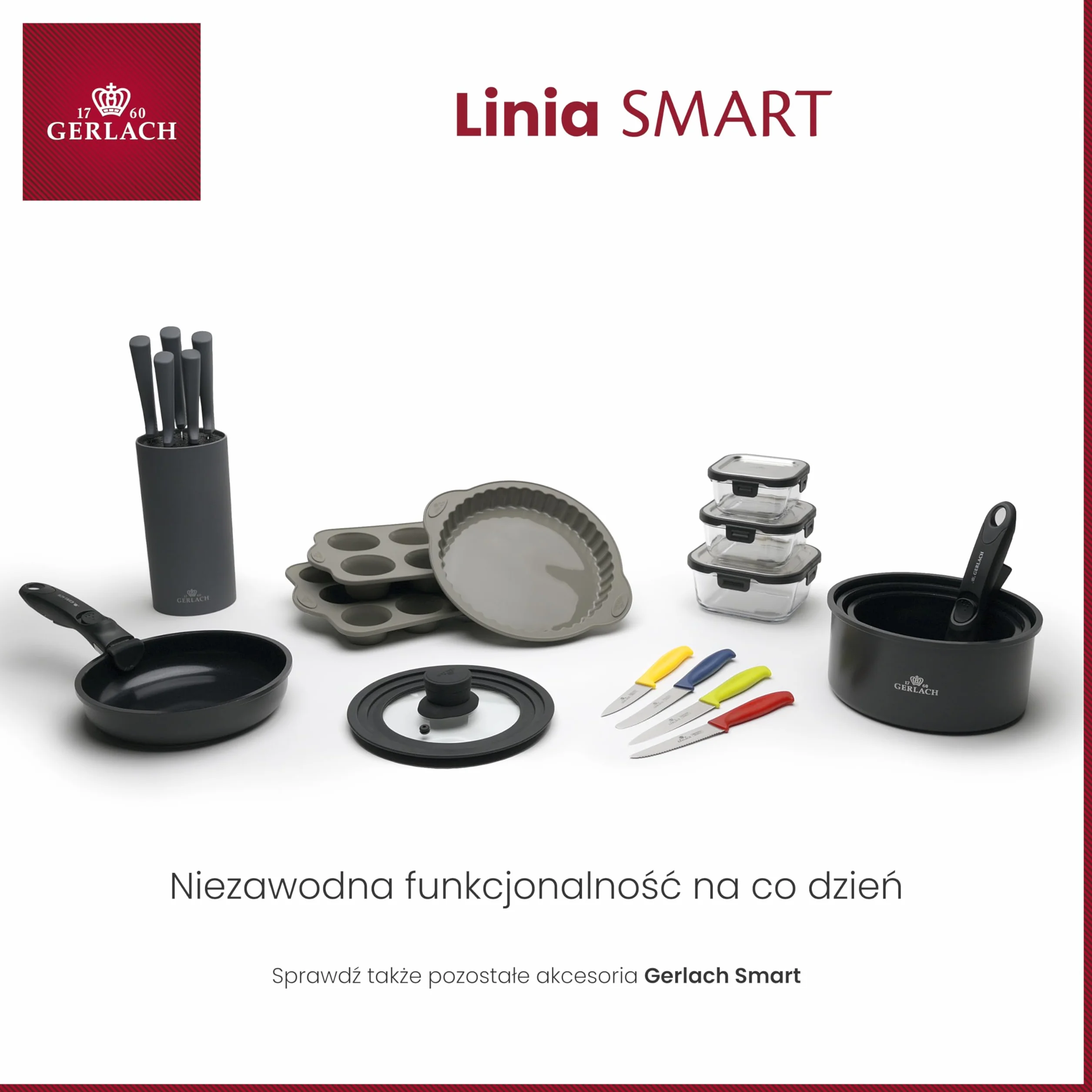 Gerlach Smart Uniwersalna Pokrywka do Garnka i Patelni 16 cm 18 cm 20 cm Szklana