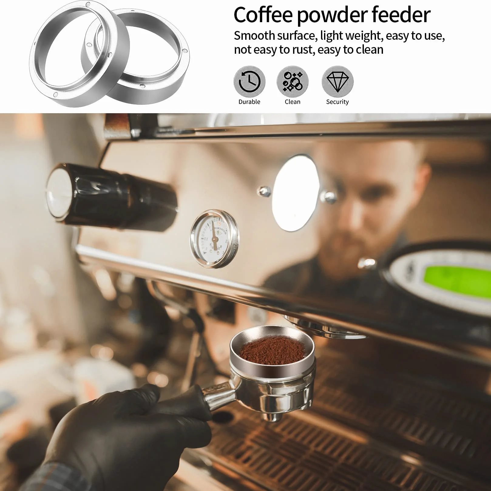 YiPHomn Pierścień dozujący do kawy 51mm, lejek dozujący do espresso, akcesoria do uchwytów filtrów, lejek do napełniania ekspresu do kawy do filiżanki dokładnej ekstrakcji proszku kawy