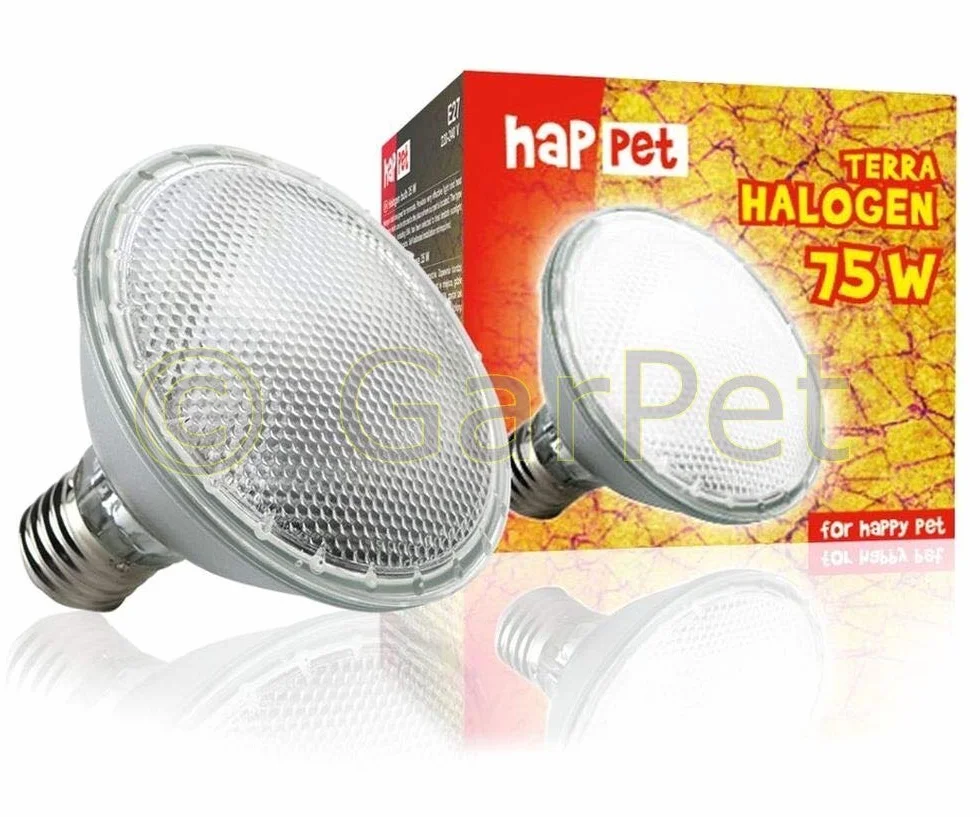 Happet Lampa halogenowa punktowa terrarium dla gadów ciepła lampa pisklęta drób 75 W – naturalne światło i intensywne ciepło punktowe dla gadów, wspiera aktywność i zdrowy rozwój