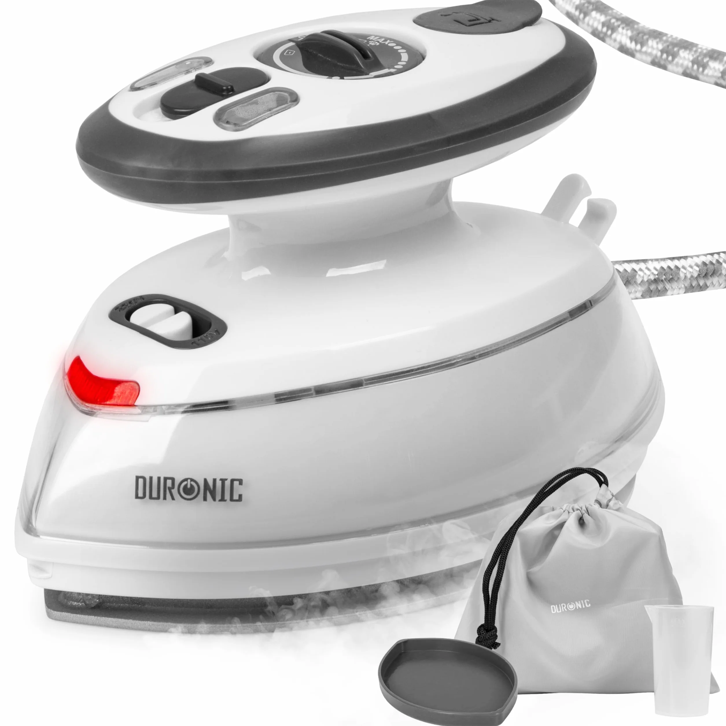 Duronic SI3 WE Żelazko podróżne 400W z pokrowcem i pojemnikiem na wodę 50ml | funkcja pary | turystyczne mini żelazko na wyjazdy | nieprzywierająca stopka | regulacja temperatury | 220V lub 110V