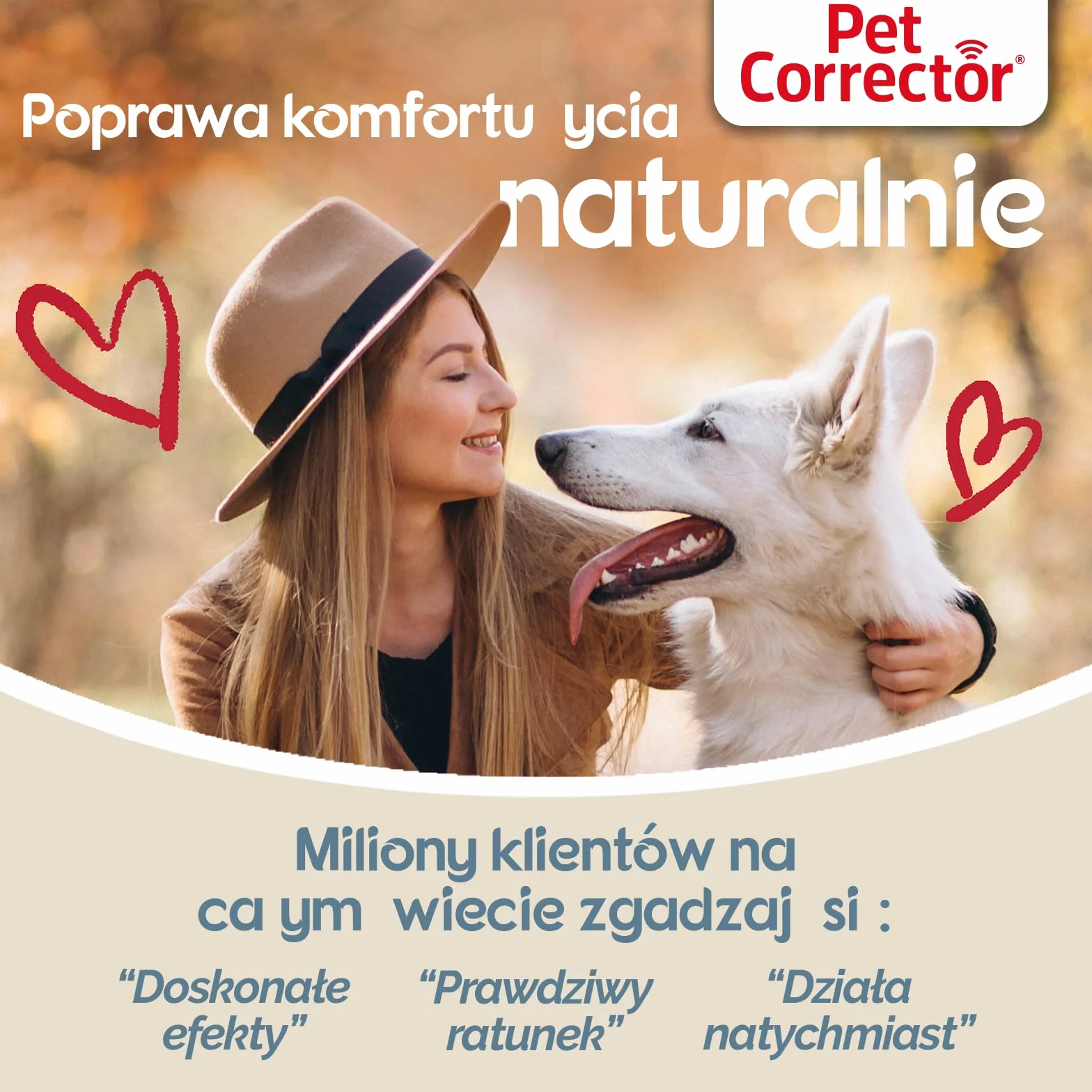 Pet Corrector do szkolenia psów. Pomaga kontrolować niepożądane zachowania: szczekanie, podskakiwanie, podkradanie jedzenia, wchodzenie na meble, walki i ataki. Humanitarny, bezpieczny, skuteczny.